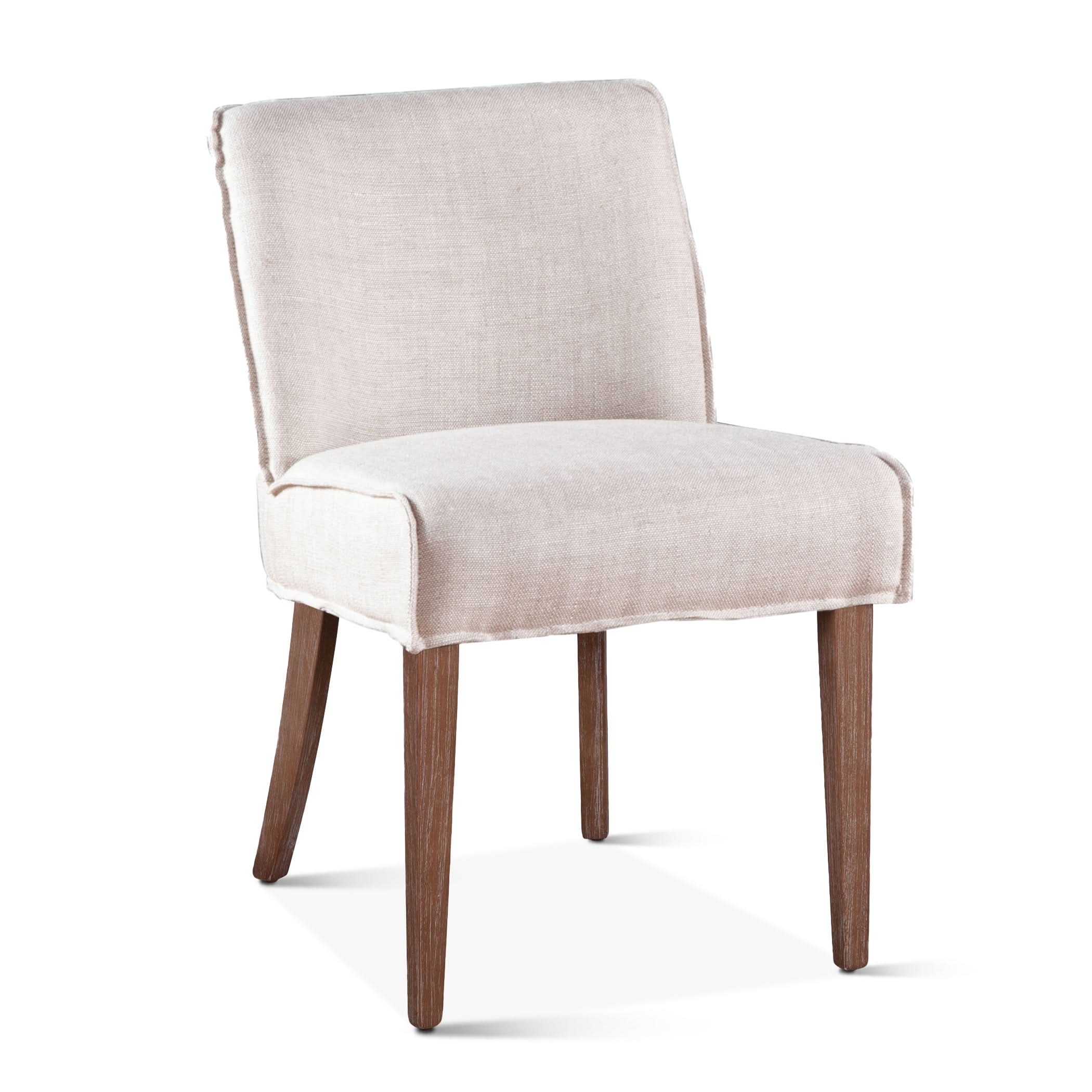 Avery Casual Off White Linen Dining Chair with Natural Legs