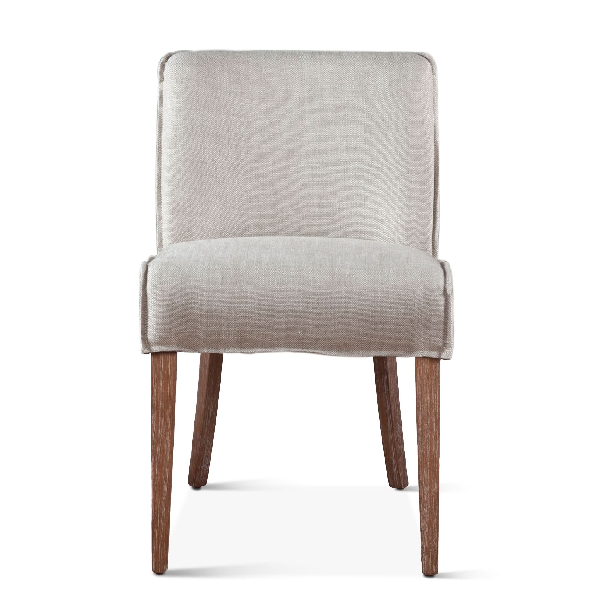 Avery Casual Off White Linen Dining Chair with Natural Legs - Image 2