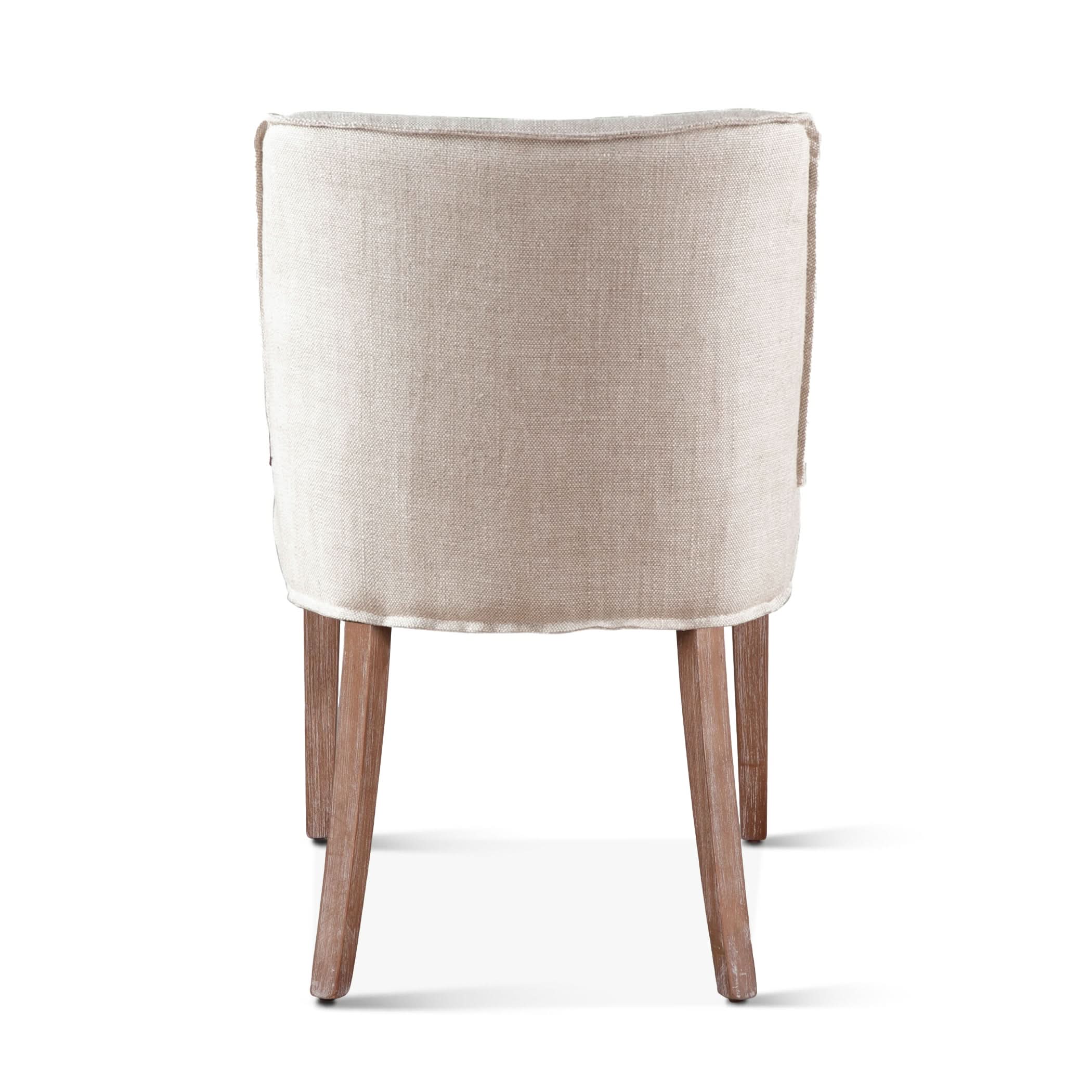 Avery Casual Off White Linen Dining Chair with Natural Legs - Image 3