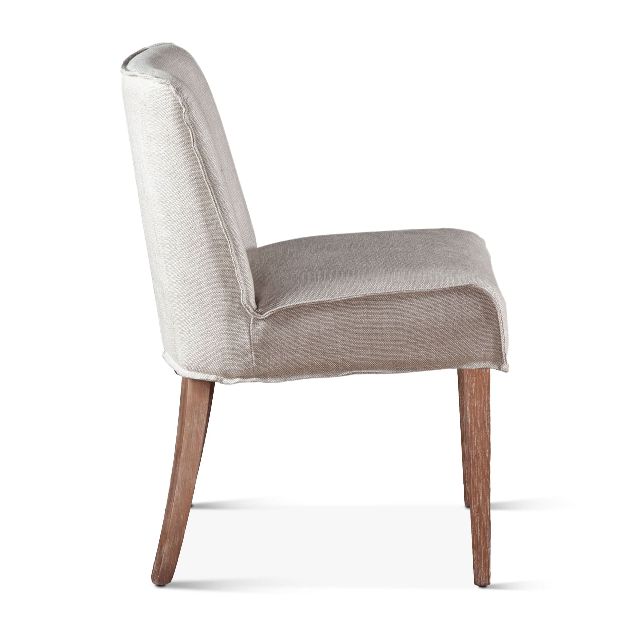 Avery Casual Off White Linen Dining Chair with Natural Legs - Image 4