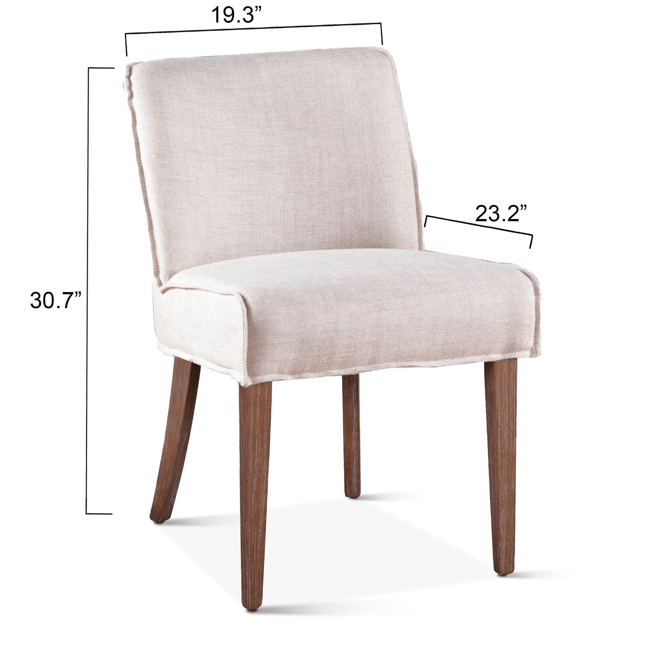 Avery Casual Off White Linen Dining Chair with Natural Legs - Image 6
