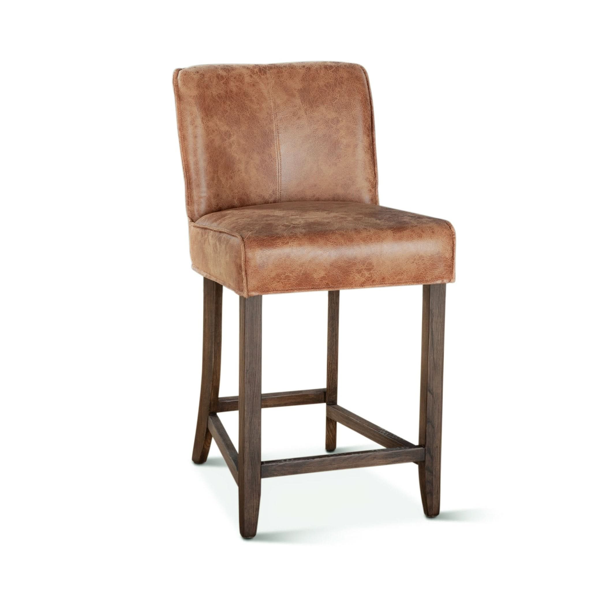 Avery Casual Vintage Tan Leather Counter Chair with Matte Brown Legs