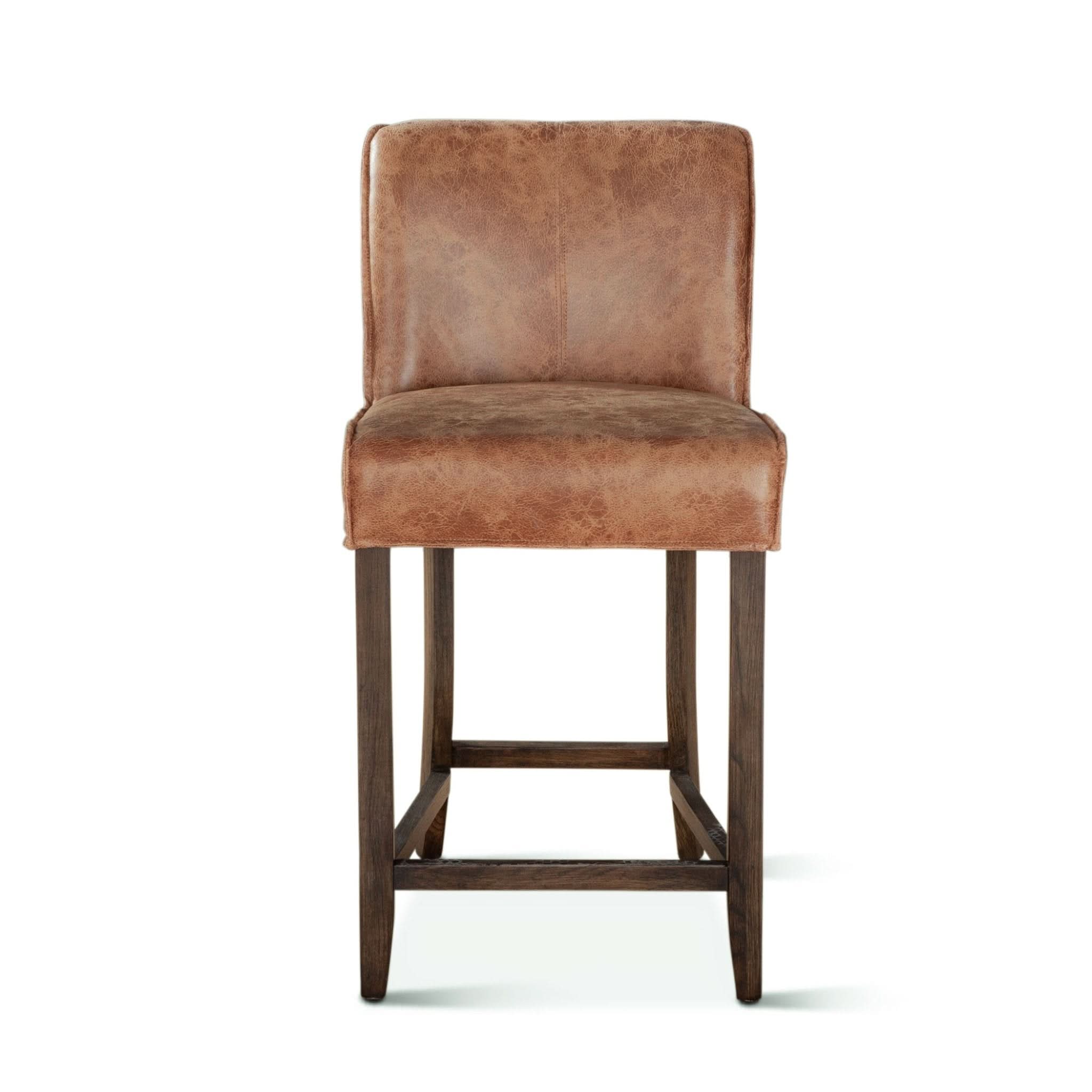 Avery Casual Vintage Tan Leather Counter Chair with Matte Brown Legs - Image 2