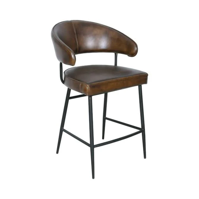 Brisbane Modern Buffalo Leather Counter Chair