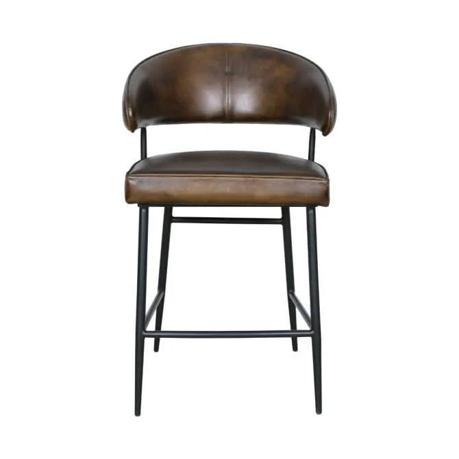 Brisbane Modern Buffalo Leather Counter Chair - Image 2
