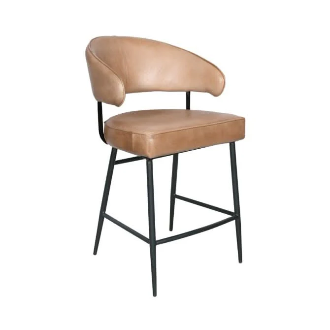 Brisbane Modern Buffalo Leather Counter Chair - Image 6