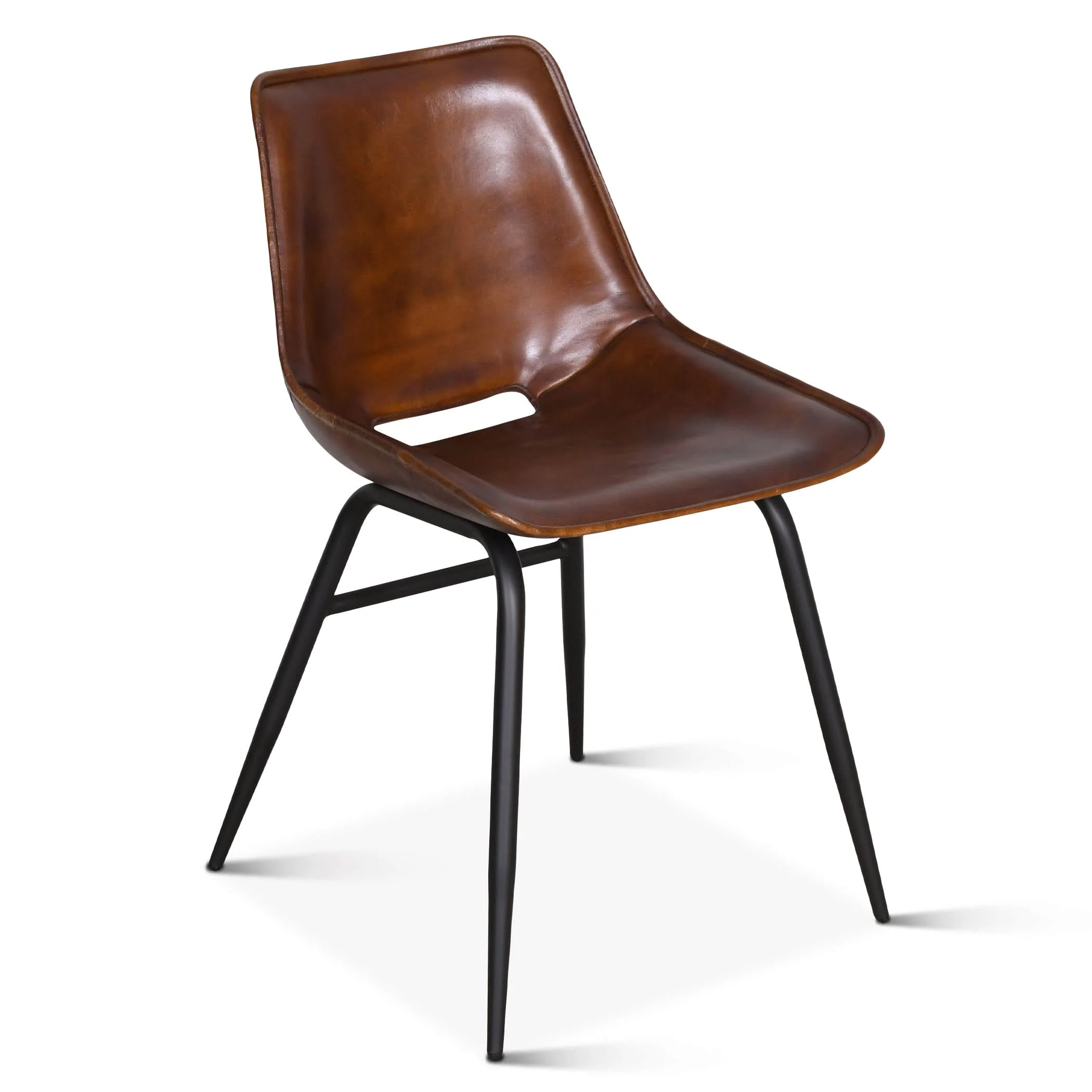 Brisbane Modern Open Back Hand Washed Leather Dining Chair