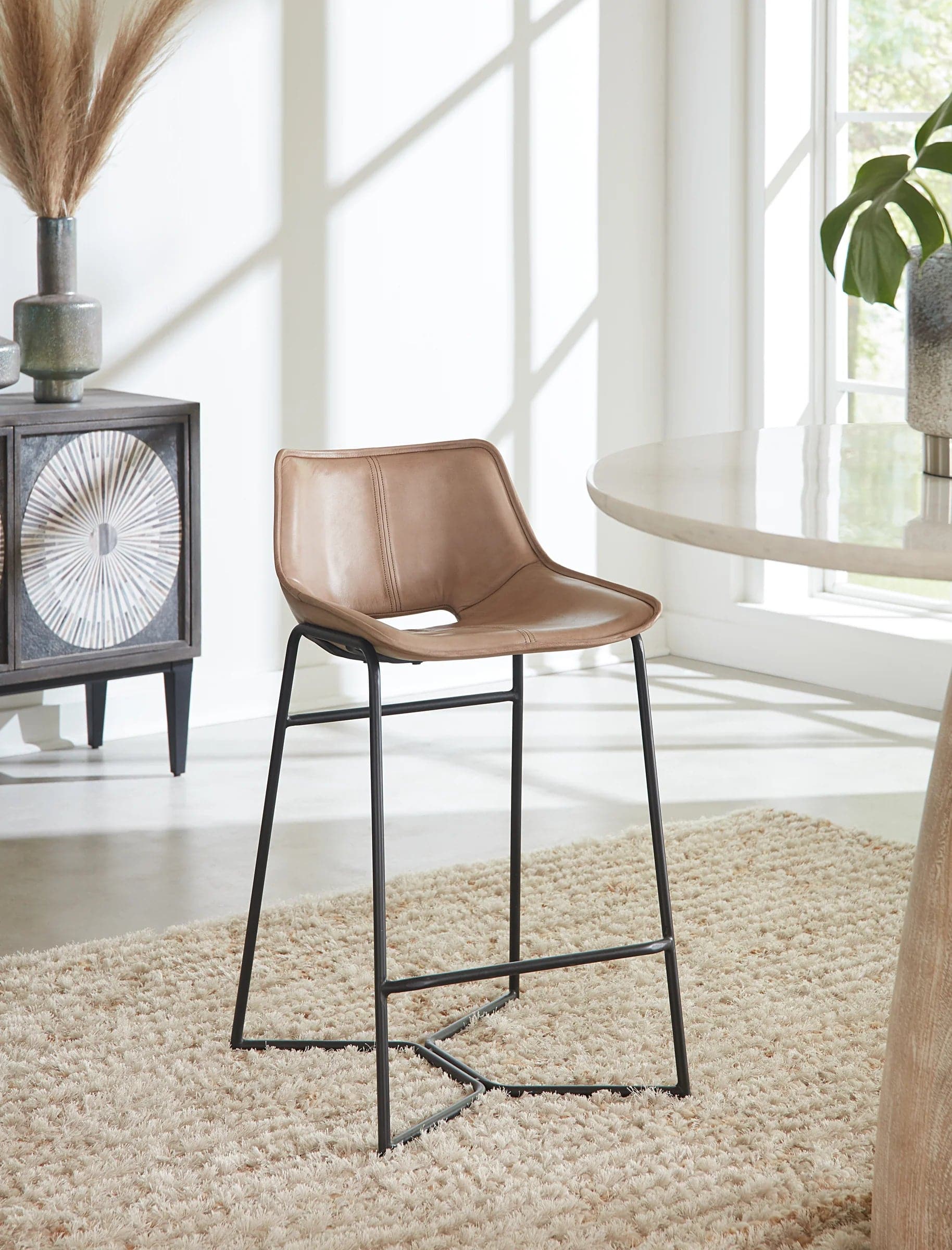 Brisben Open Back Leather Barstool - Image 3