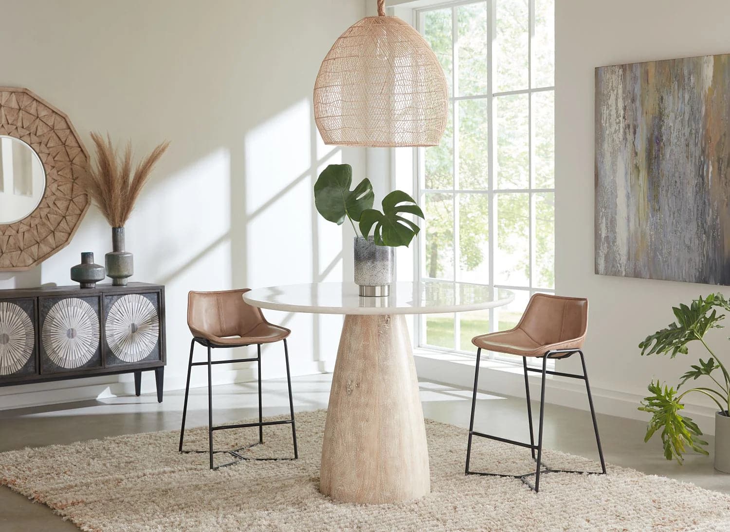 Brisben Open Back Leather Barstool - Image 4
