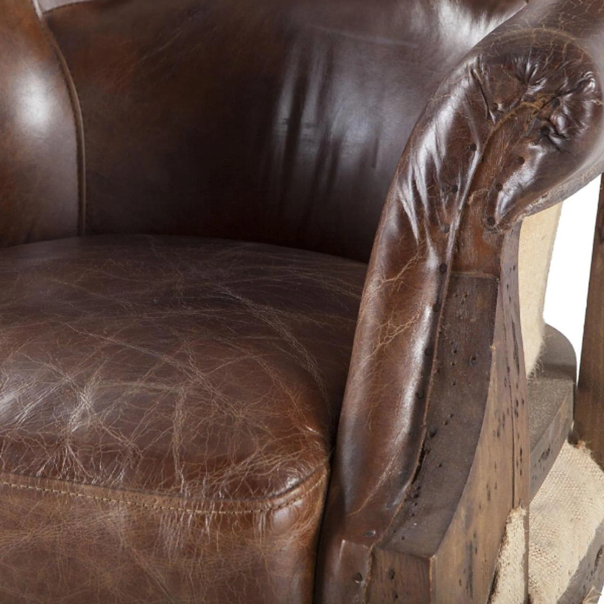 Charles Leather Rolled Armchair - Image 4