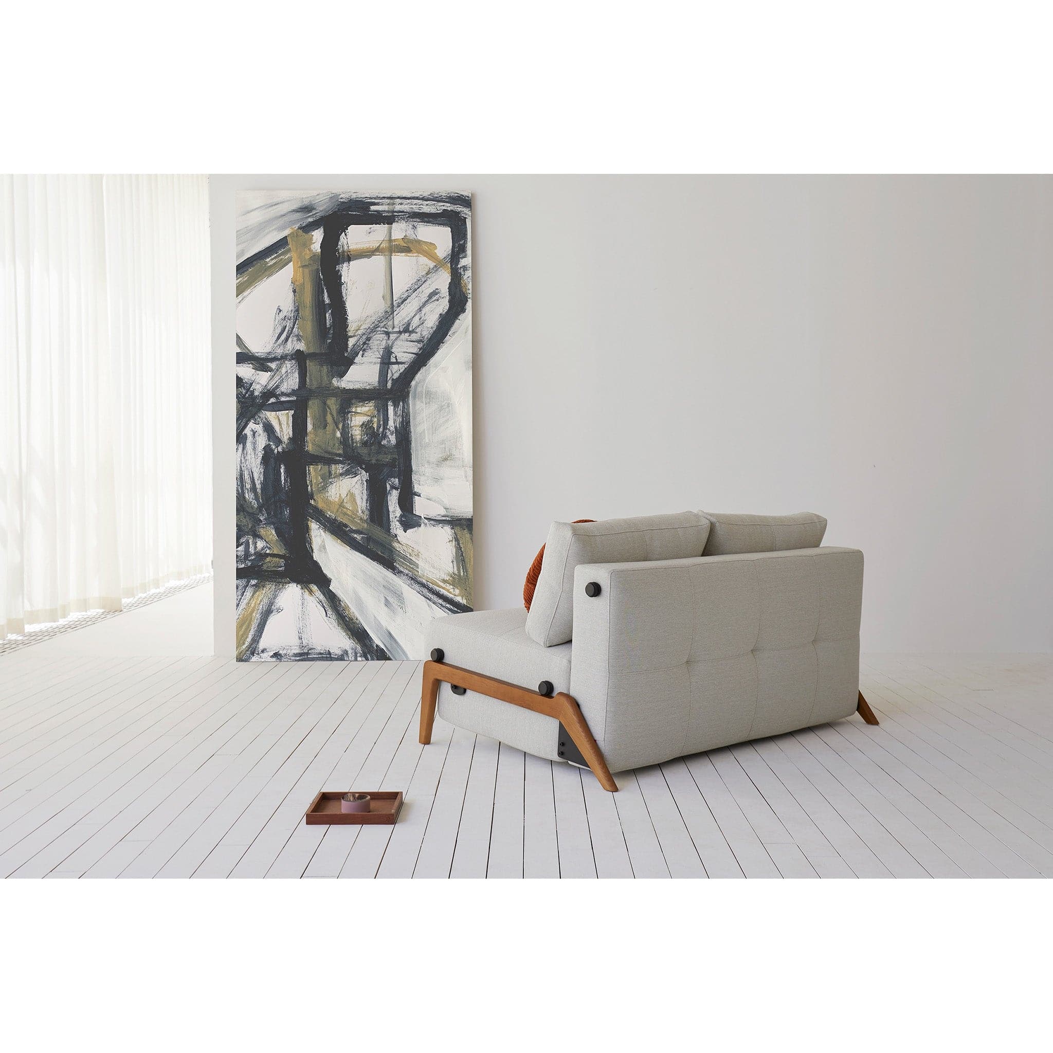 Cubed Queen Size Sofa Bed With Dark Wood Legs - Image 8