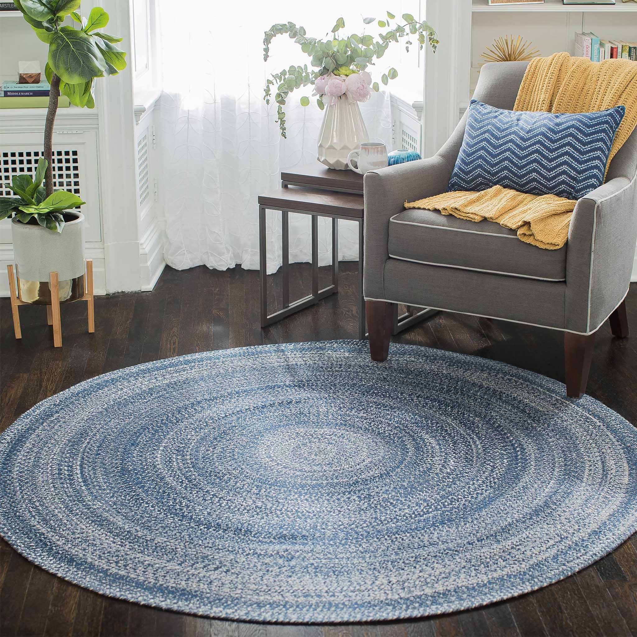 Epona Braided Round Blue Rug - Image 3