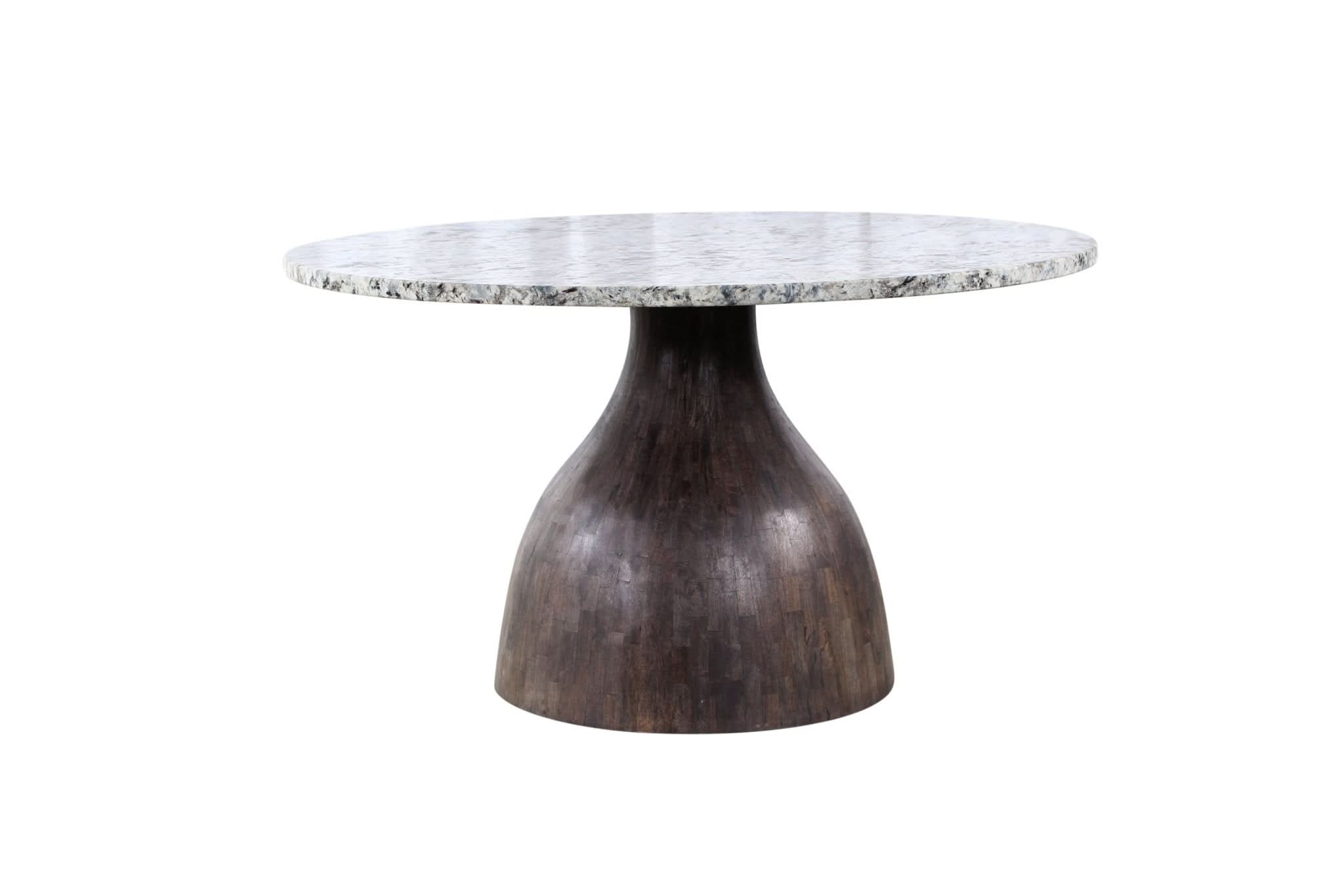 Fargo Round Dining Table with Alaska White Marble and Blackwash Base - Image 4