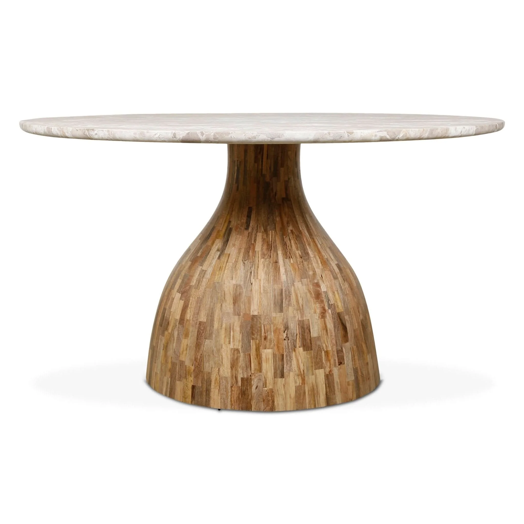 Fargo Round Dining Table with Capri Beige Marble and Natural Base