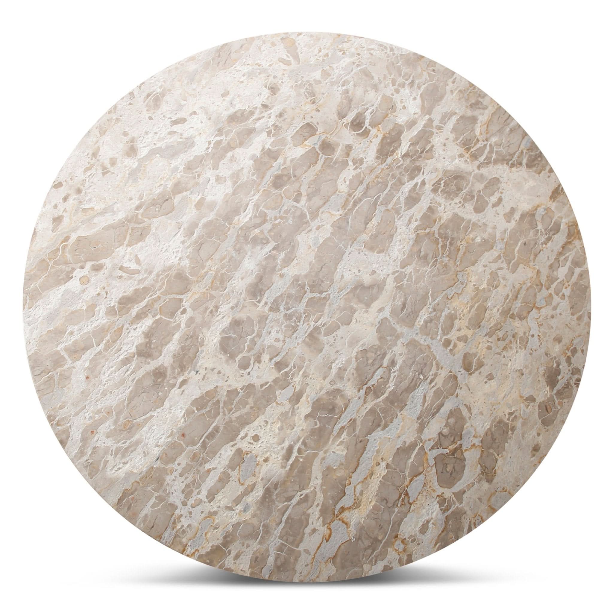Fargo Round Dining Table with Capri Beige Marble and Natural Base - Image 5