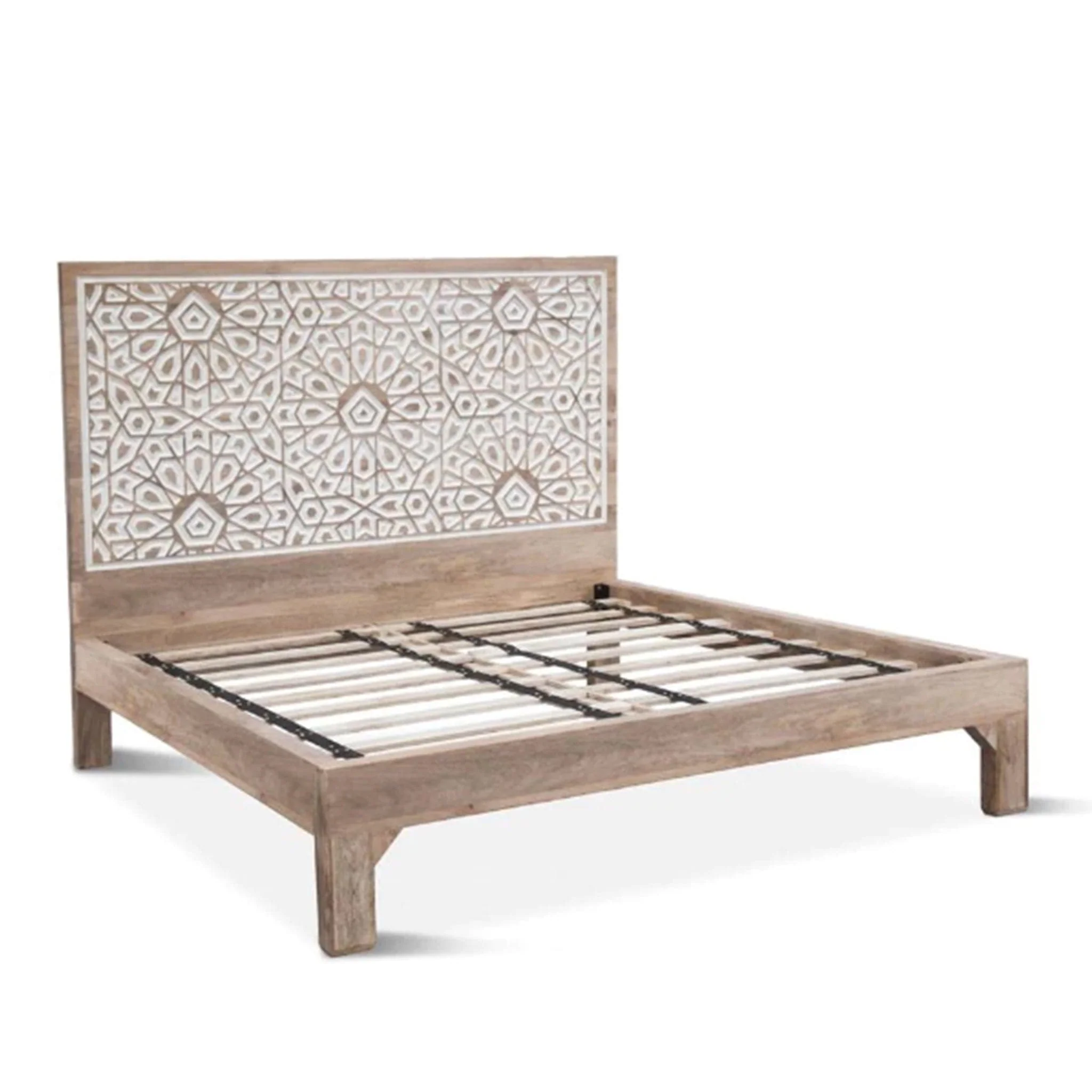 Haveli Geometric Carved Platform Bed - Image 6