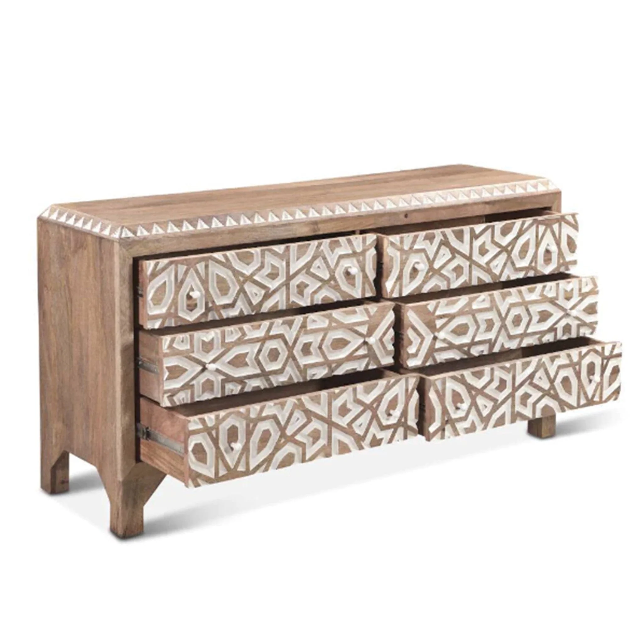 Haveli Geometric Carved Dresser - Image 3
