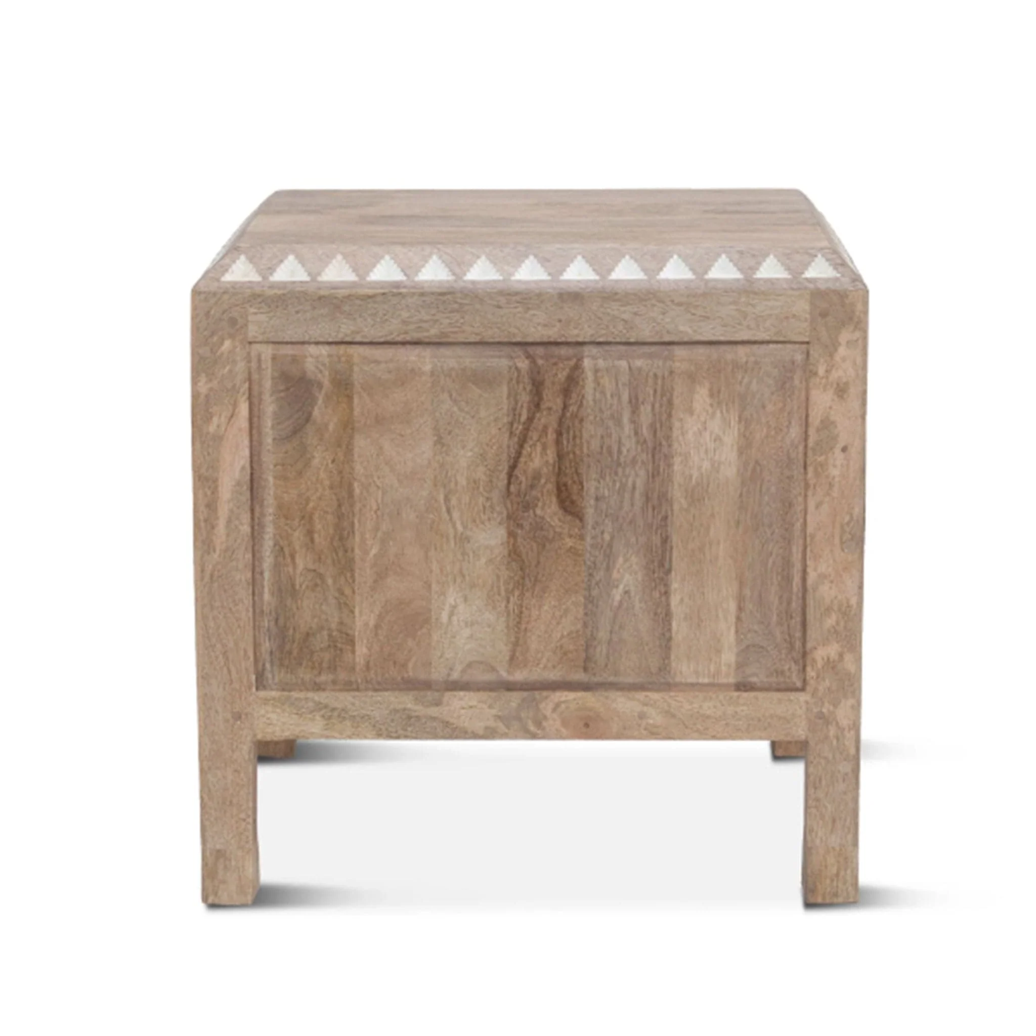 Haveli Geometric Carved Night Chest - Image 4