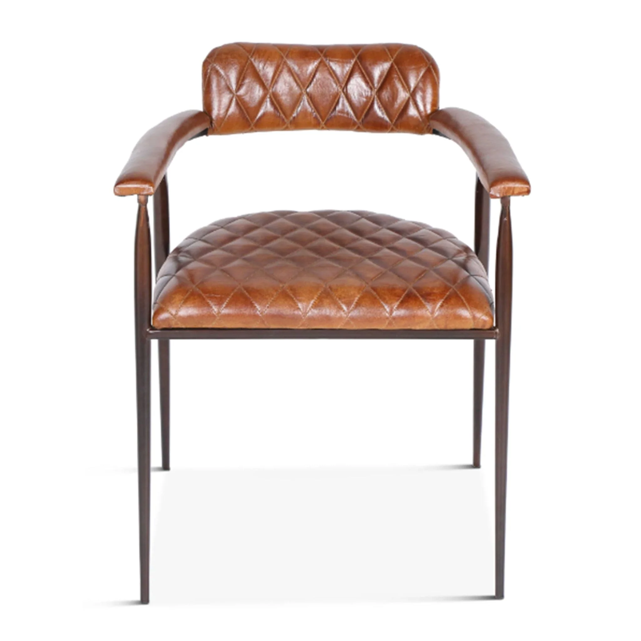 Hudson Diamond Stitched Leather Armchair - Image 2