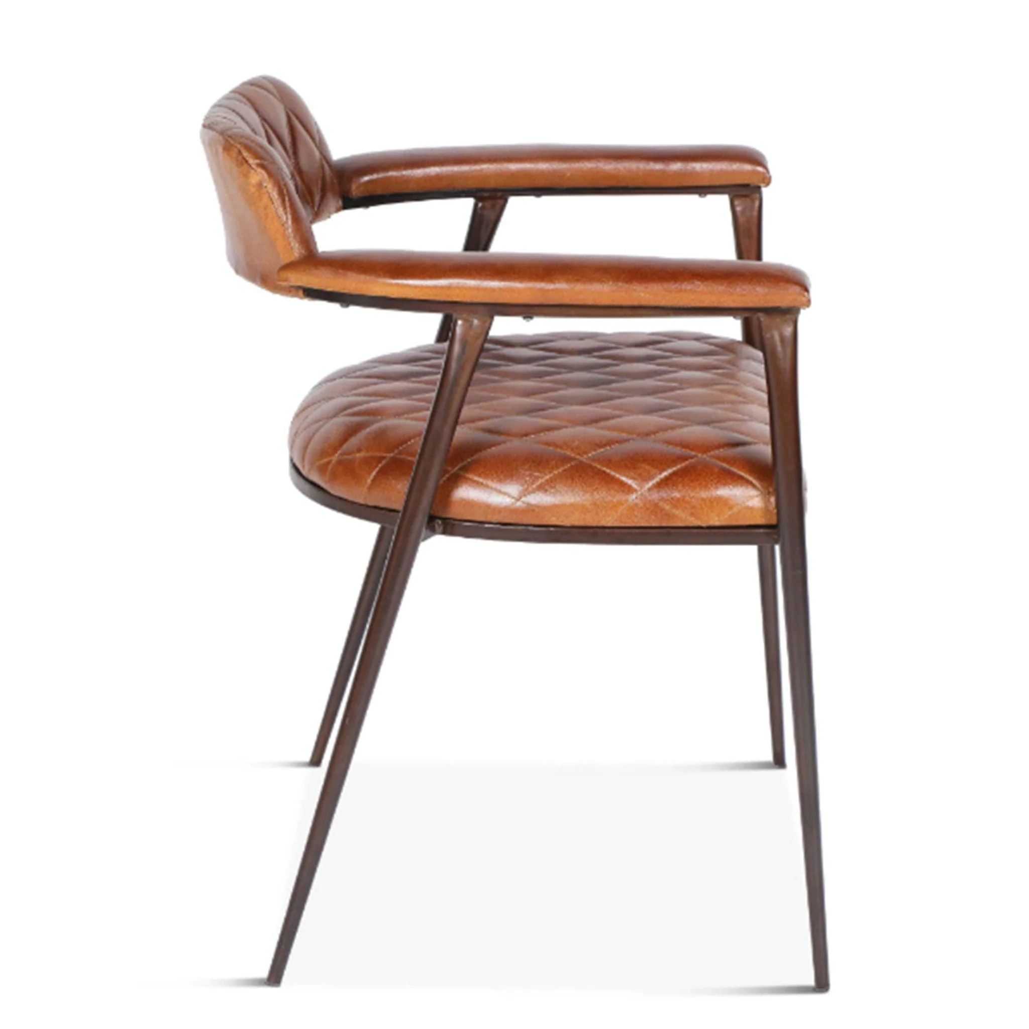 Hudson Diamond Stitched Leather Armchair - Image 4