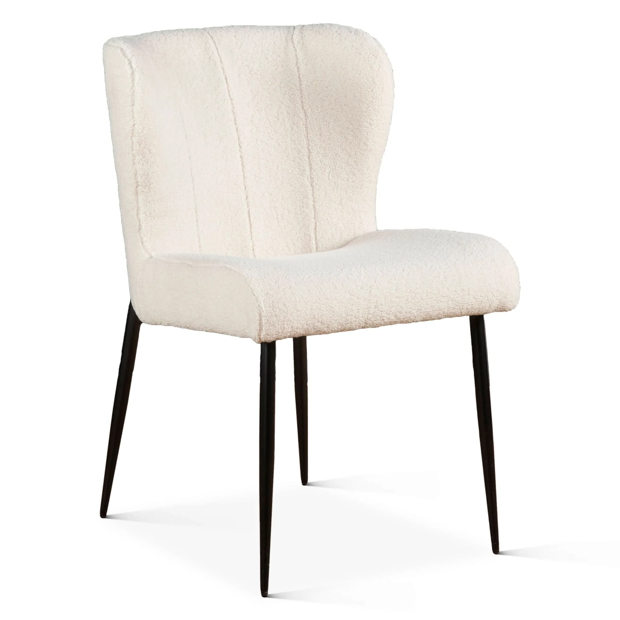 Isabella White Boucle Modern Dining Chair