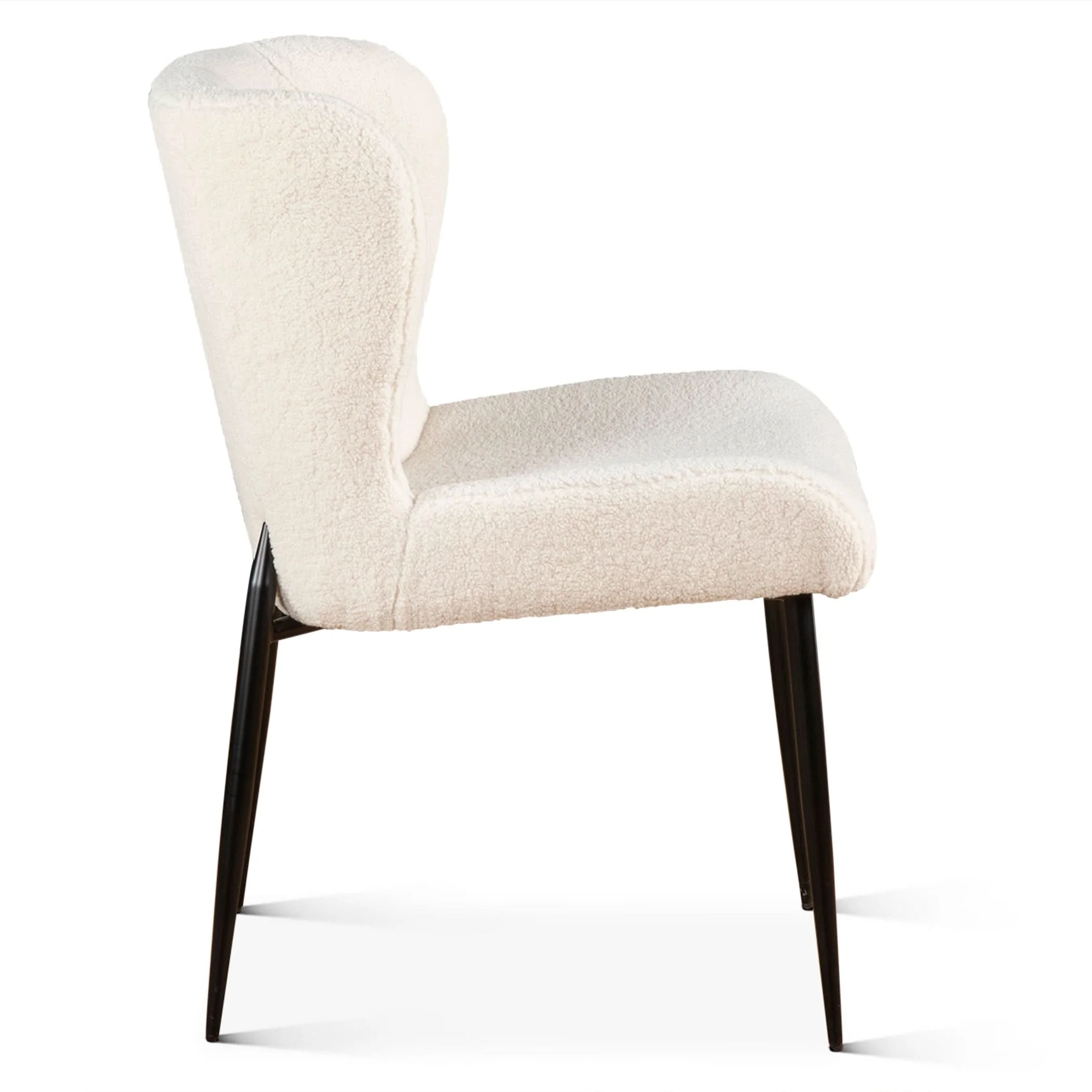 Isabella White Boucle Modern Dining Chair - Image 4