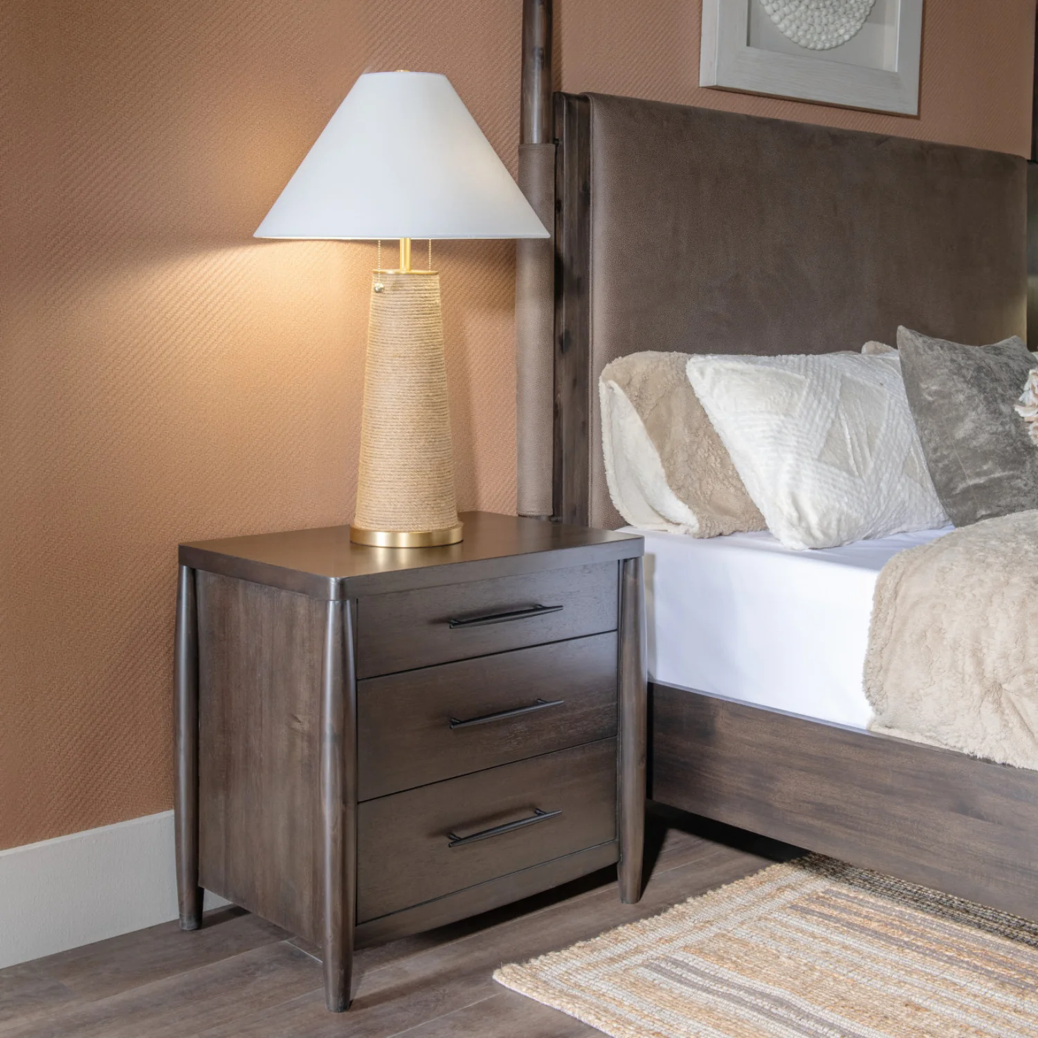 Koko Three Drawer Nightstand with Cord Management - Image 3