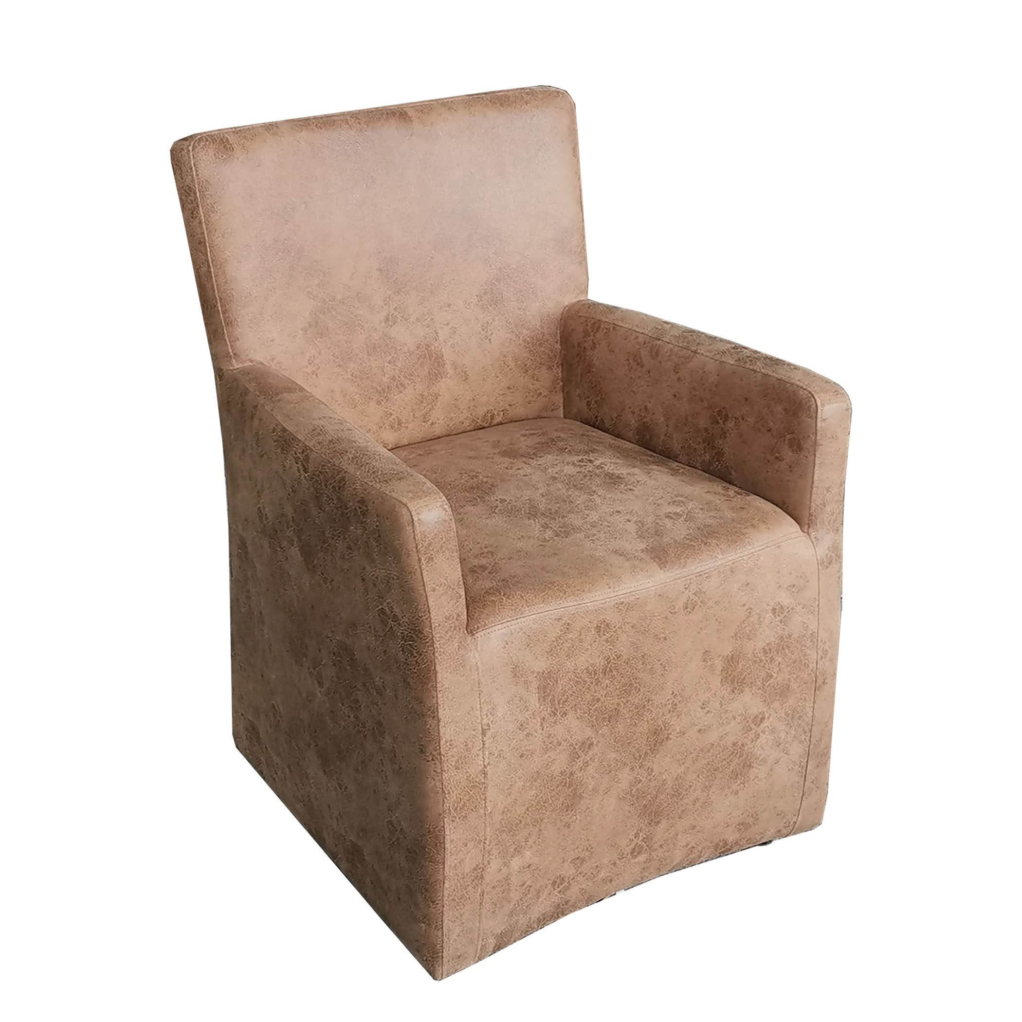 Lily Modern Rolling Arm Chair in Tan Leather