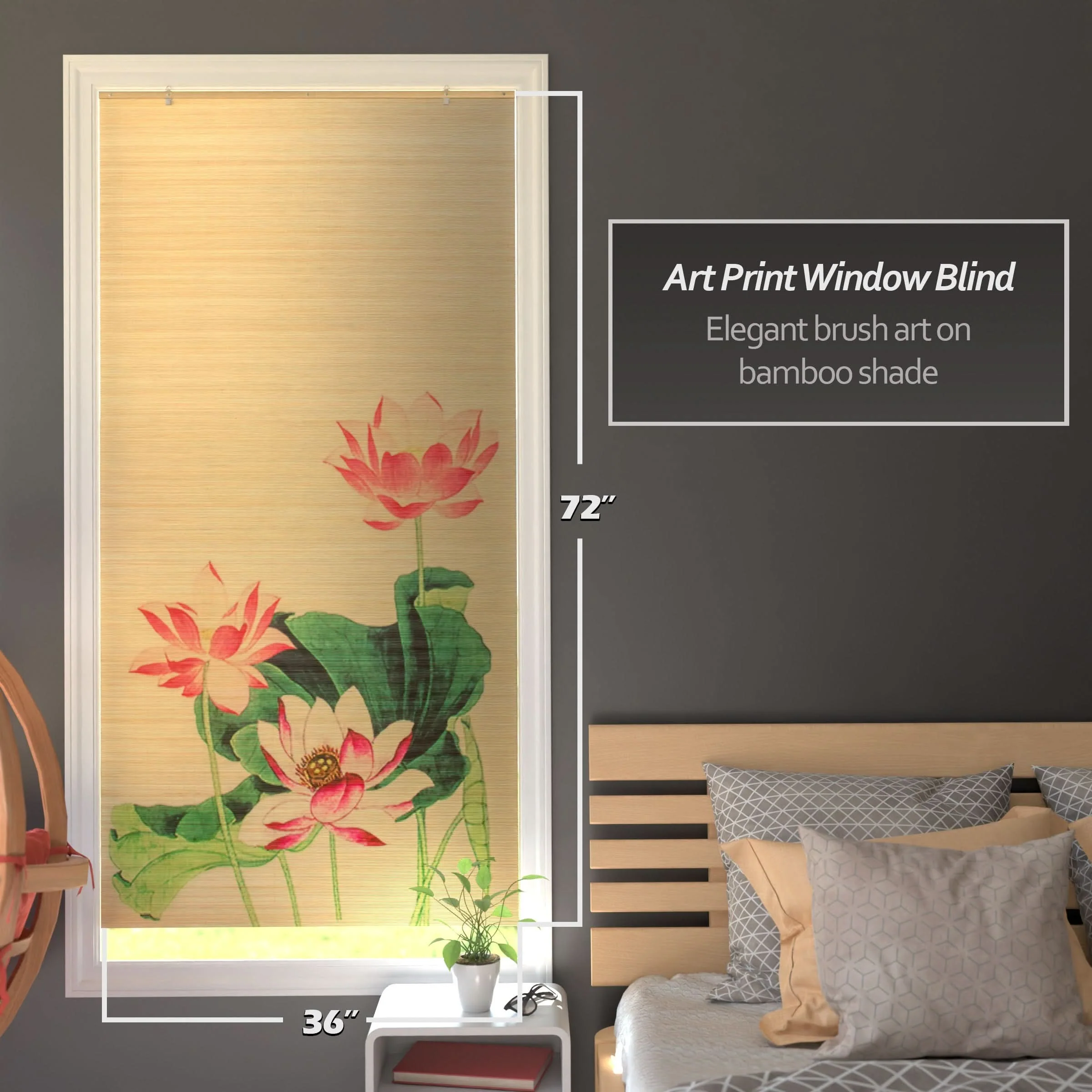 Lotus Blossom Bamboo Window Shade Blind - Image 4