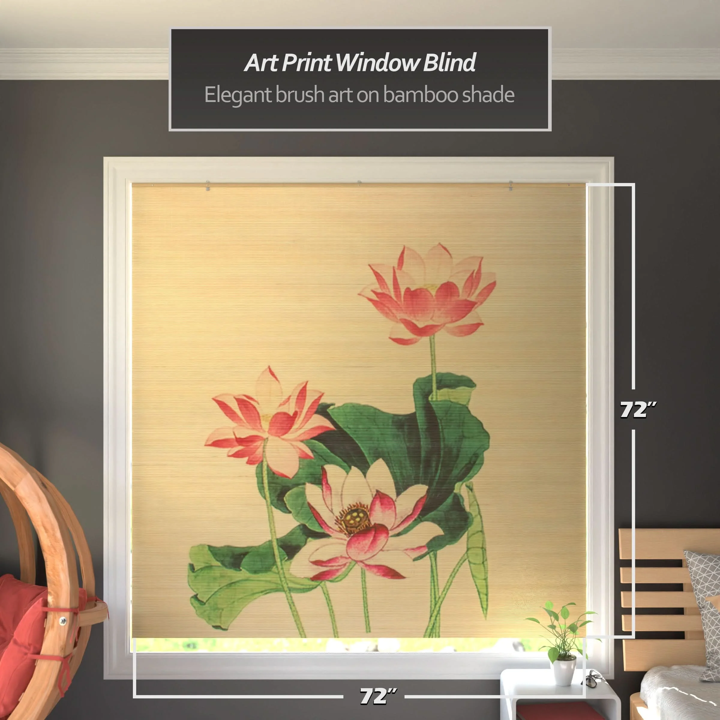 Lotus Blossom Bamboo Window Shade Blind - Image 8