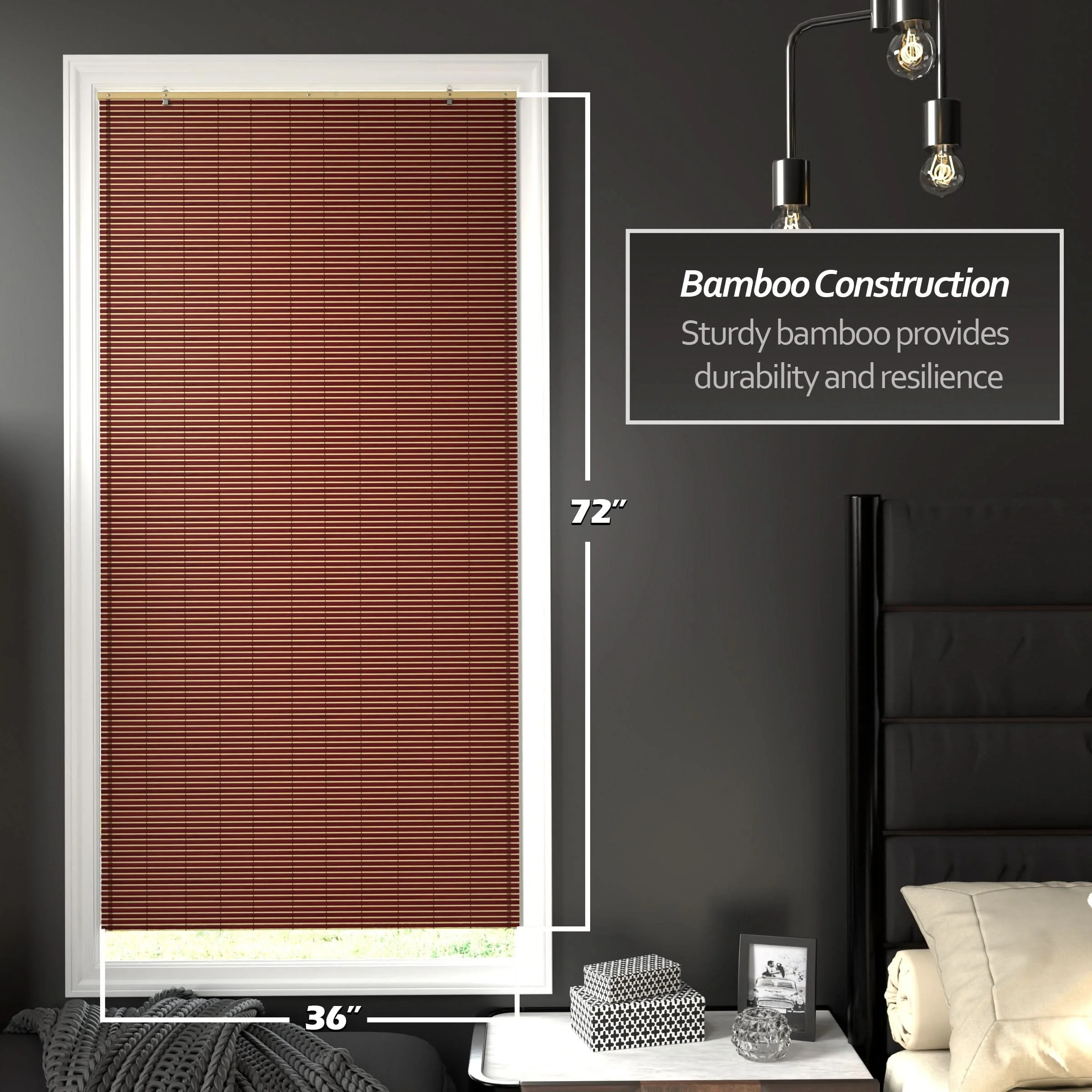Mahogany Bamboo Cordless Window Shade - Image 11