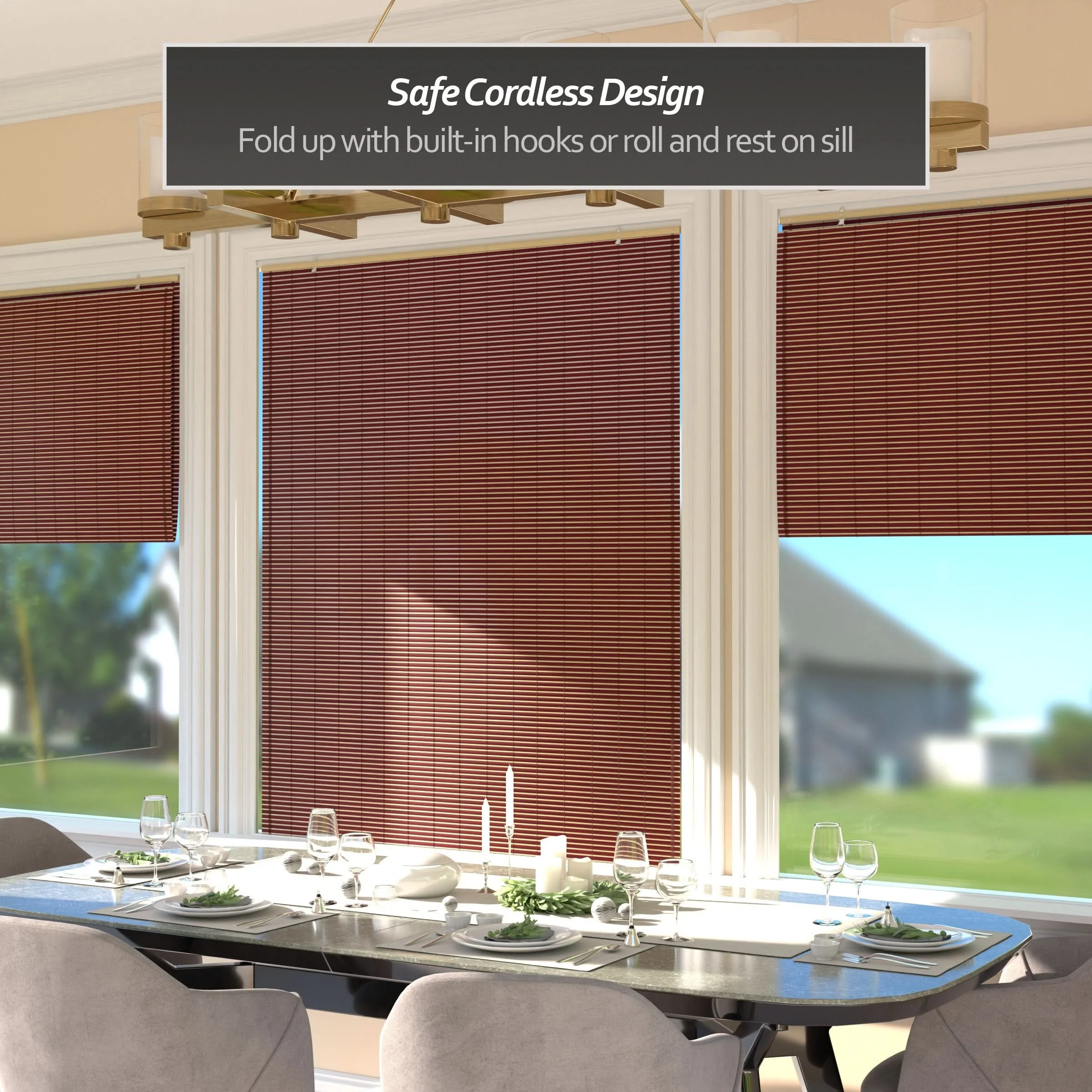 Mahogany Bamboo Cordless Window Shade - Image 14