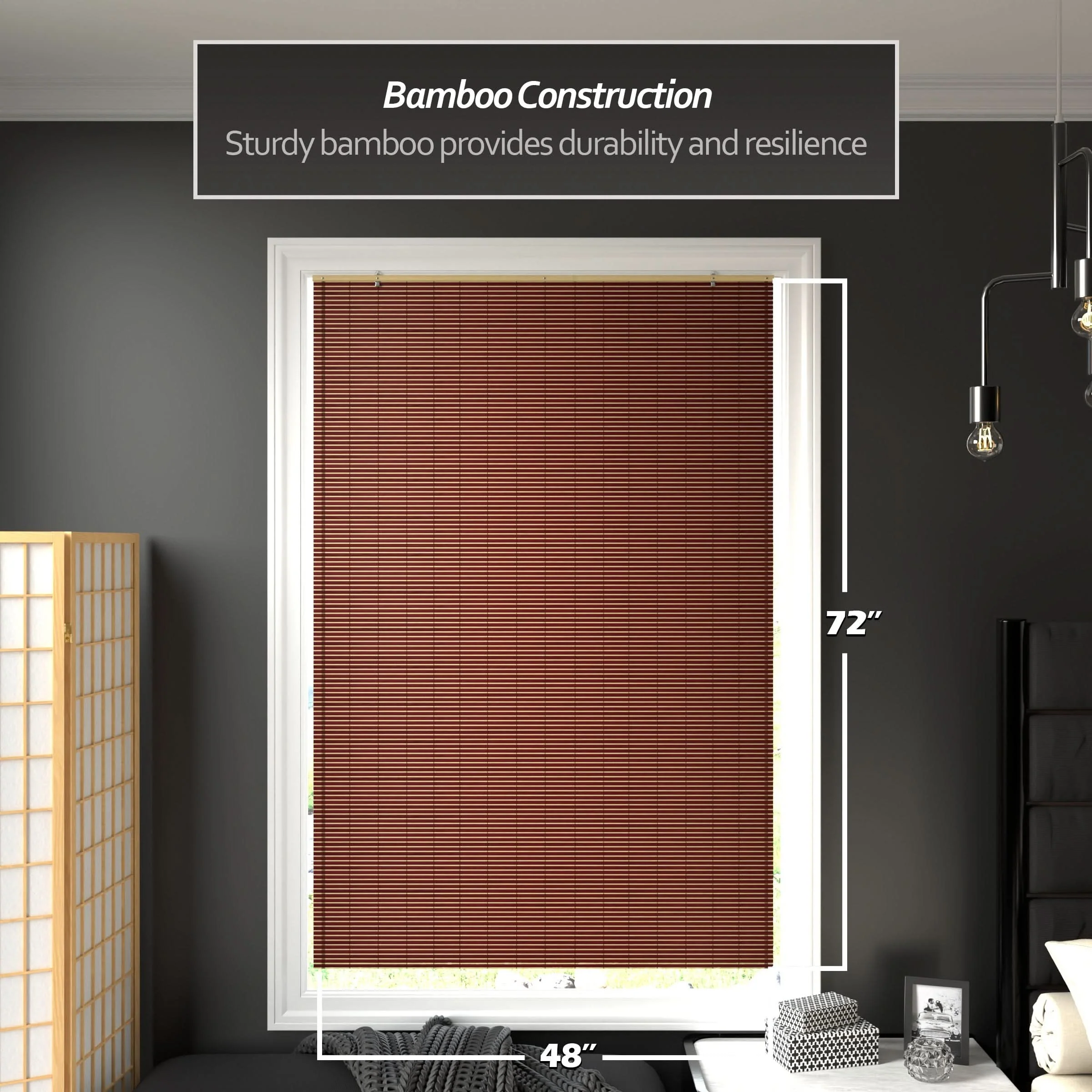 Mahogany Bamboo Cordless Window Shade - Image 15