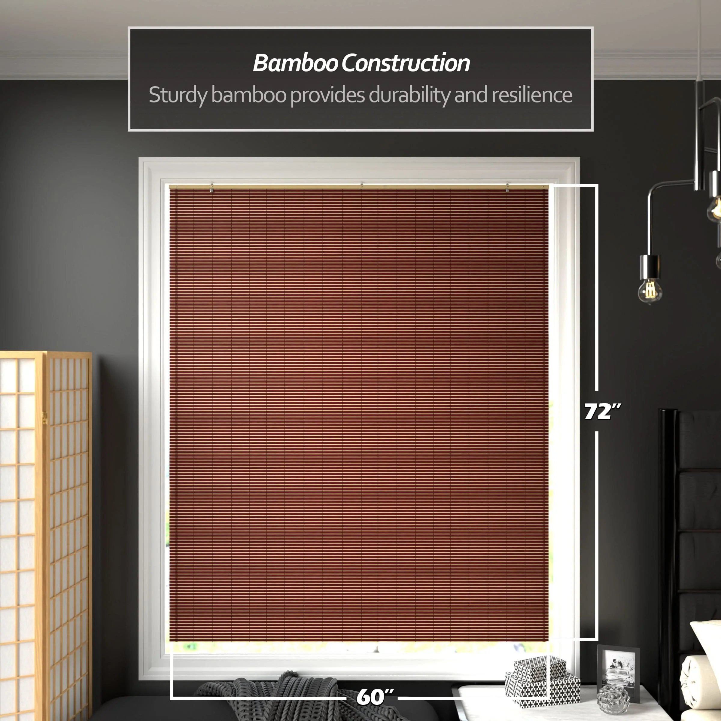 Mahogany Bamboo Cordless Window Shade - Image 19