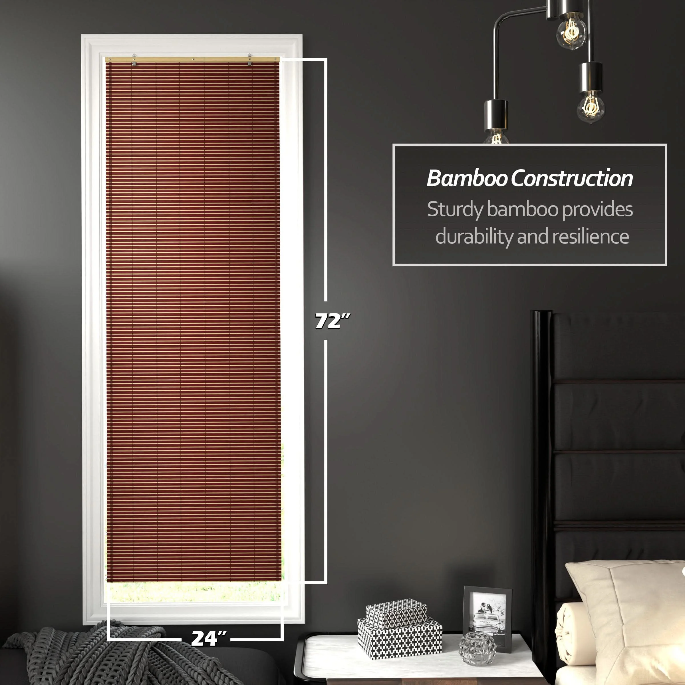 Mahogany Bamboo Cordless Window Shade - Image 7