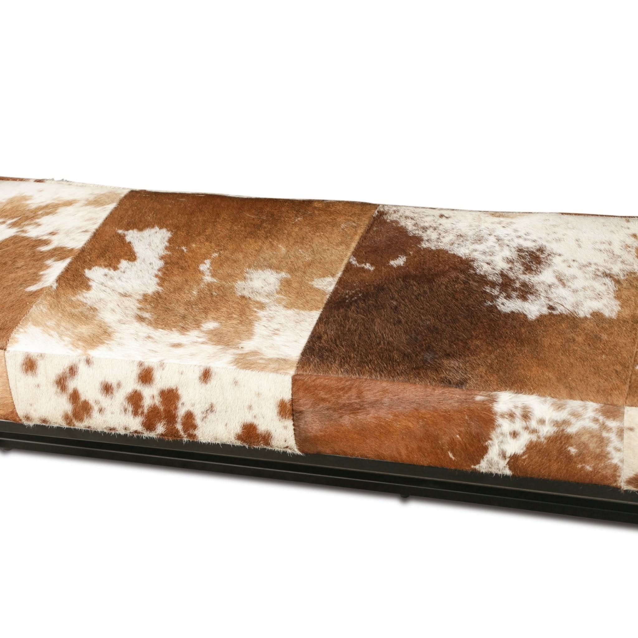 Melbourne Iron and Brown Cowhide Leather Bench - Image 4