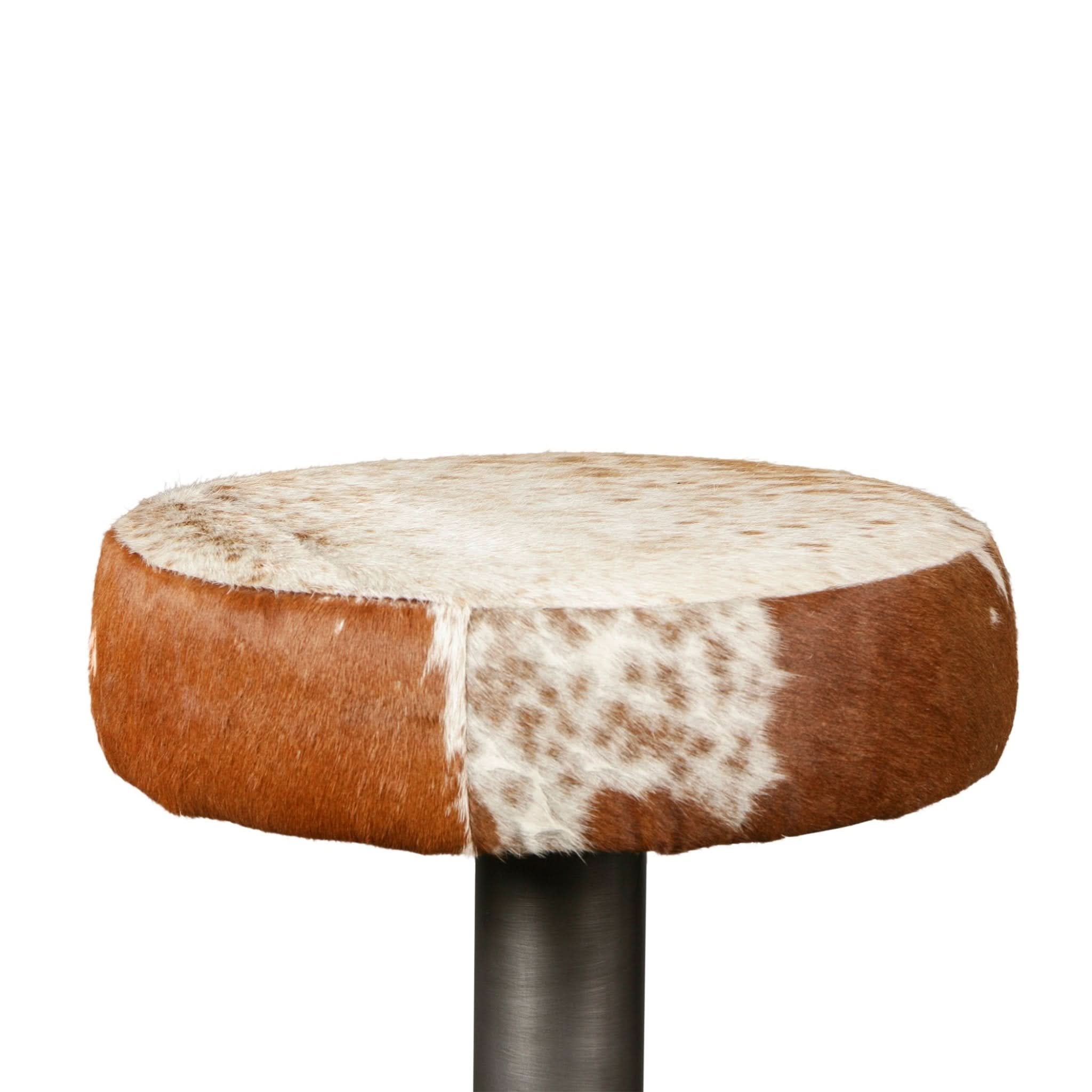 Melbourne Brown Cowhide Leather and Iron Bar Stool - Image 2