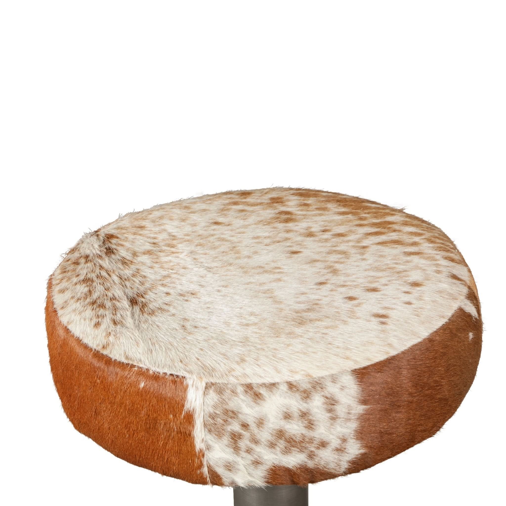 Melbourne Brown Cowhide Leather and Iron Bar Stool - Image 3