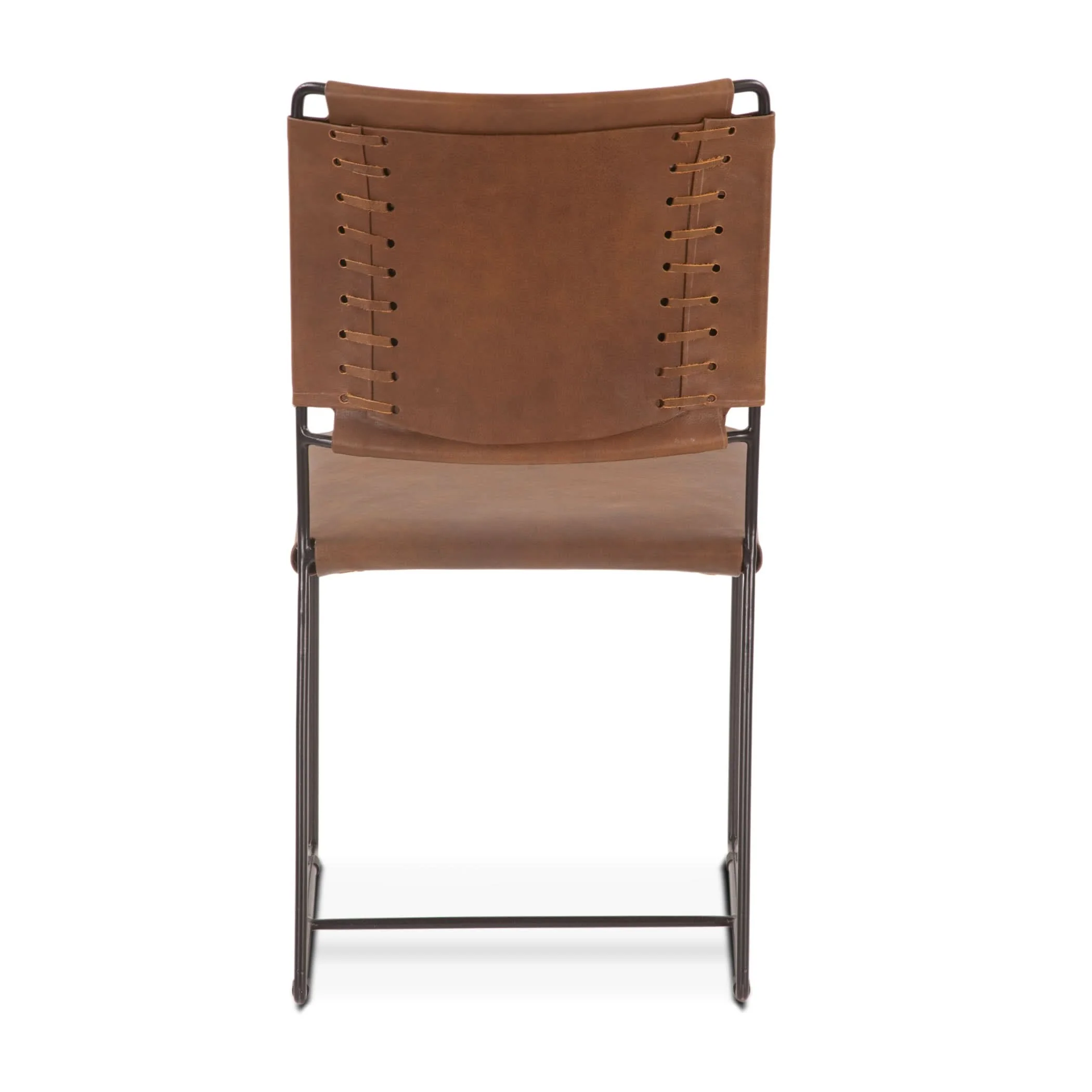 Melbourne Brown Leather and Iron Dining Chair - Image 4