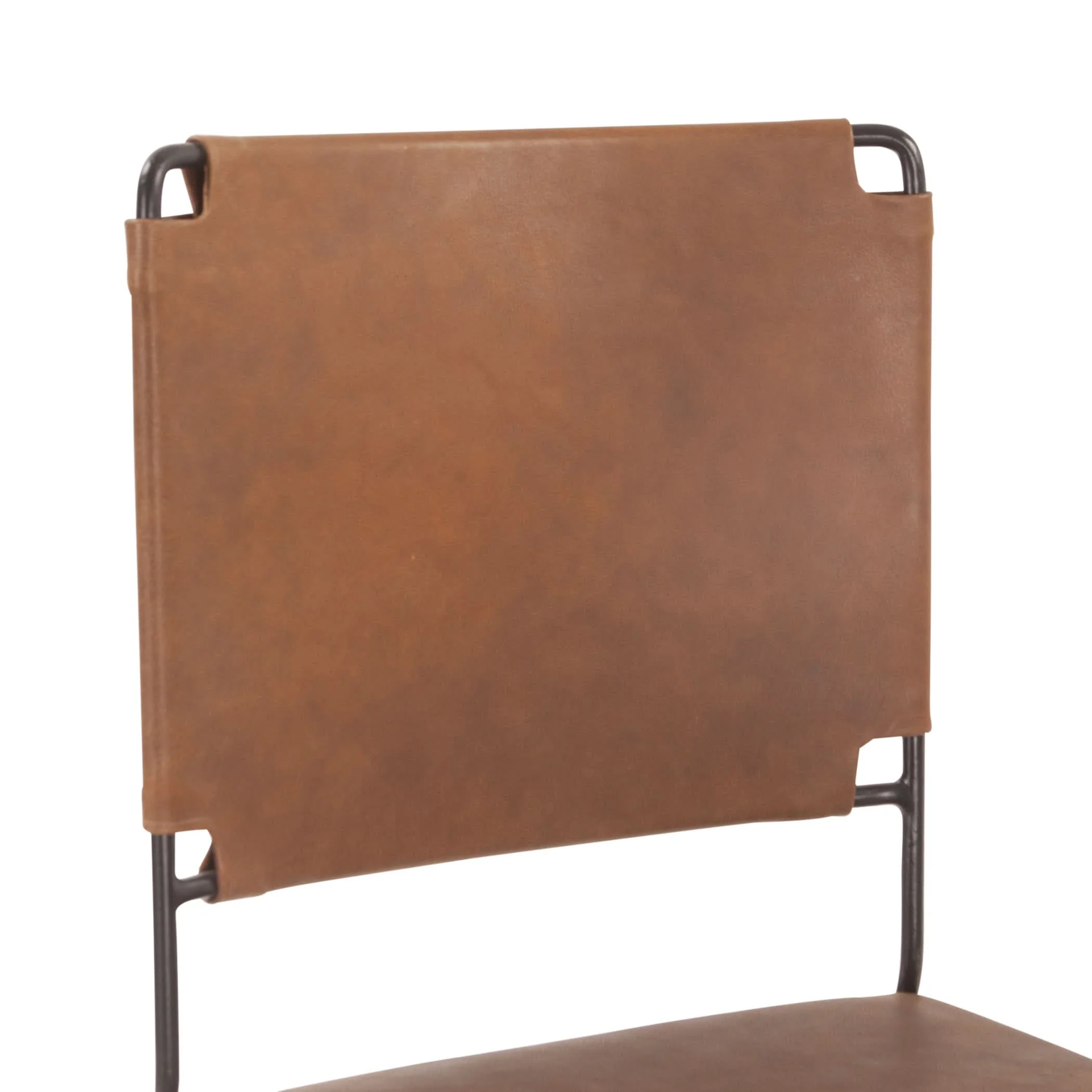 Melbourne Brown Leather and Iron Dining Chair - Image 6