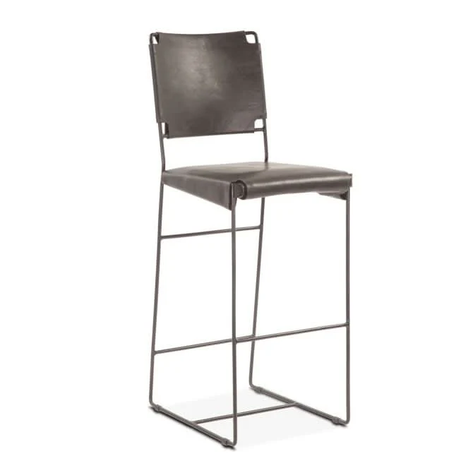 Melbourne Buffalo Leather and Iron Counter Chair