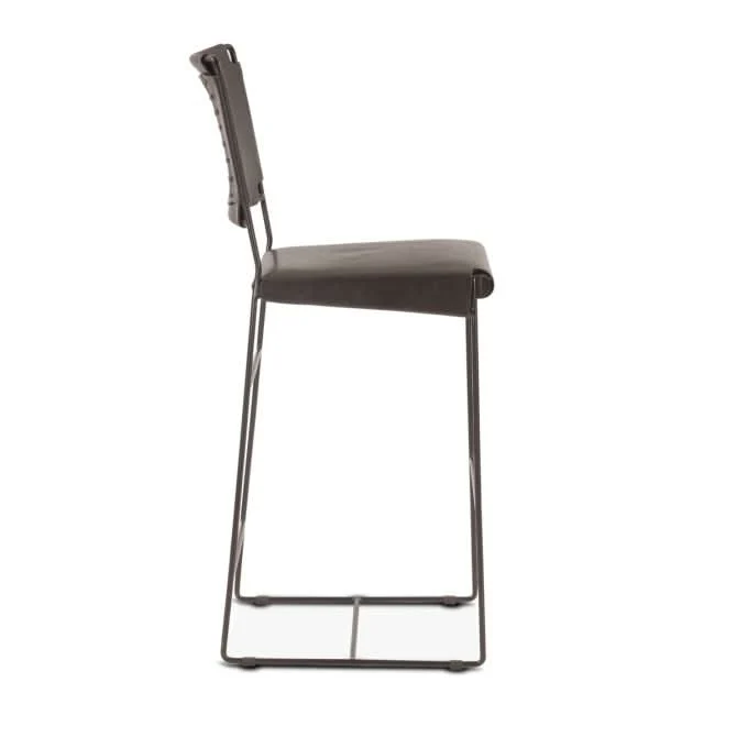 Melbourne Buffalo Leather and Iron Counter Chair - Image 3