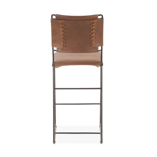 Melbourne Buffalo Leather and Iron Counter Chair - Image 8