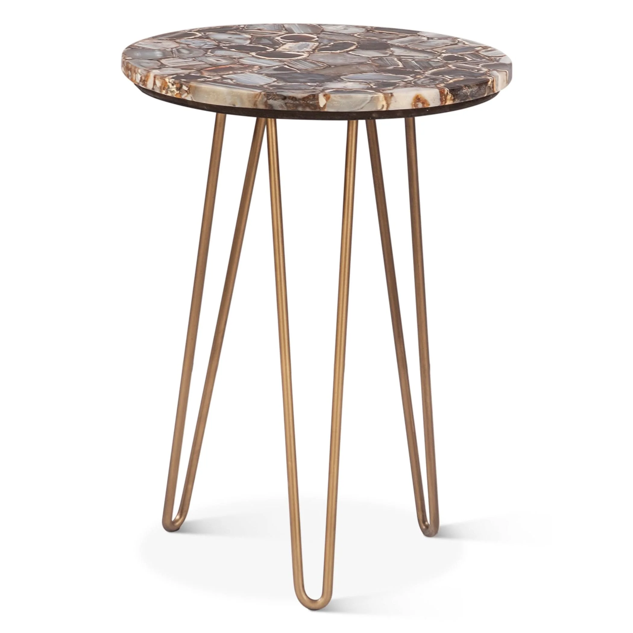 Mumbai Modern Stone and Iron Side Table