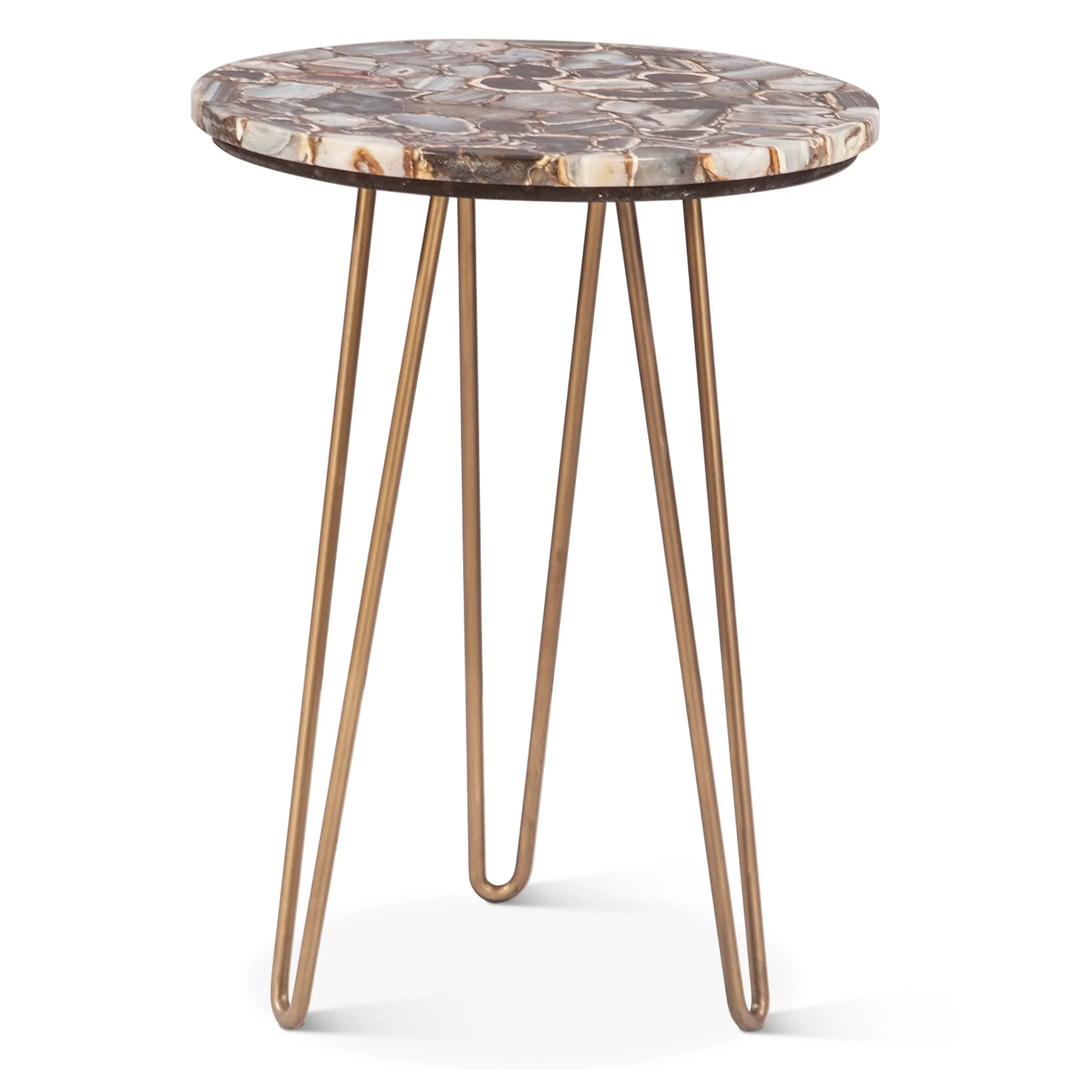 Mumbai Modern Stone and Iron Side Table - Image 3