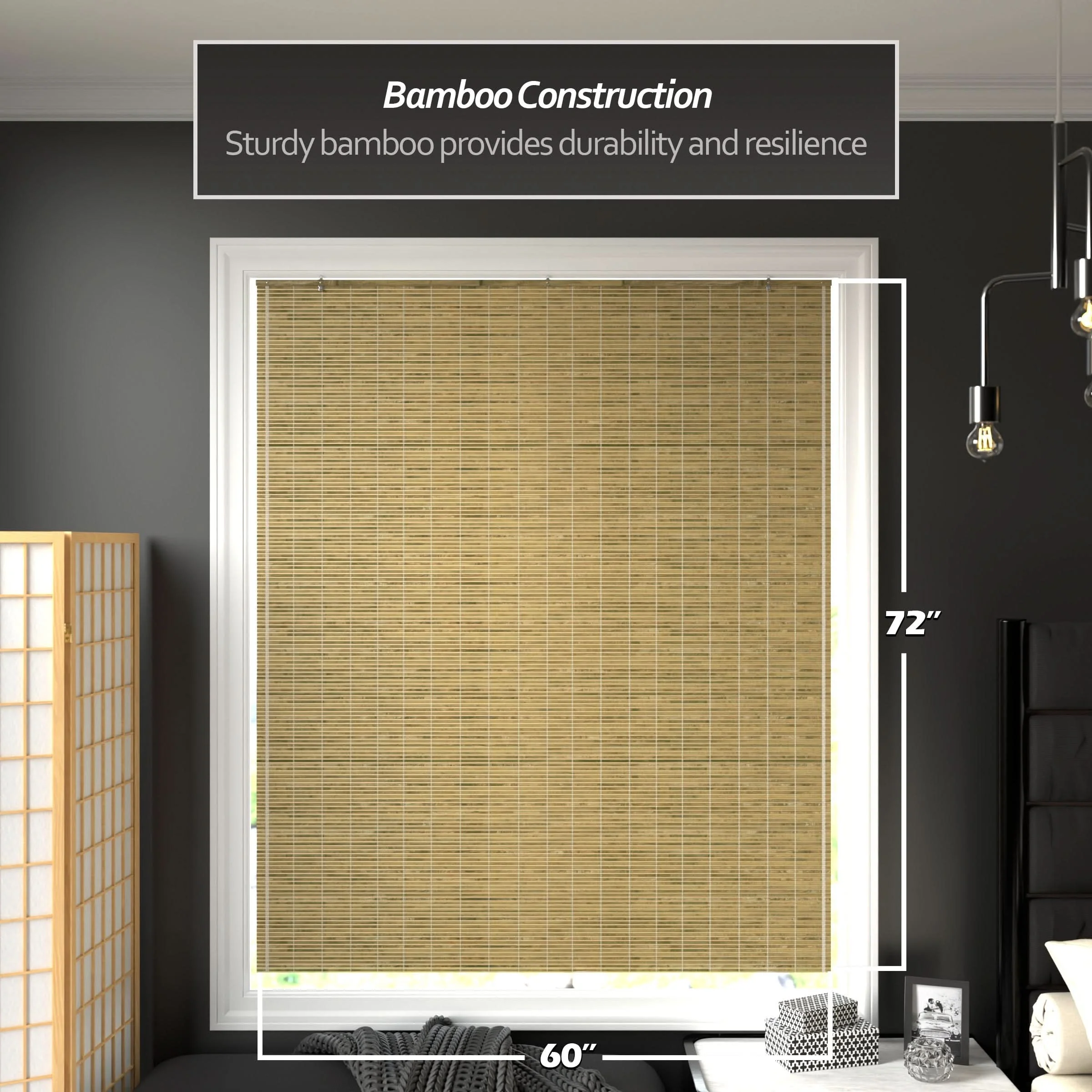 Natural Burnt Bamboo Cordless Window Shade - Image 19