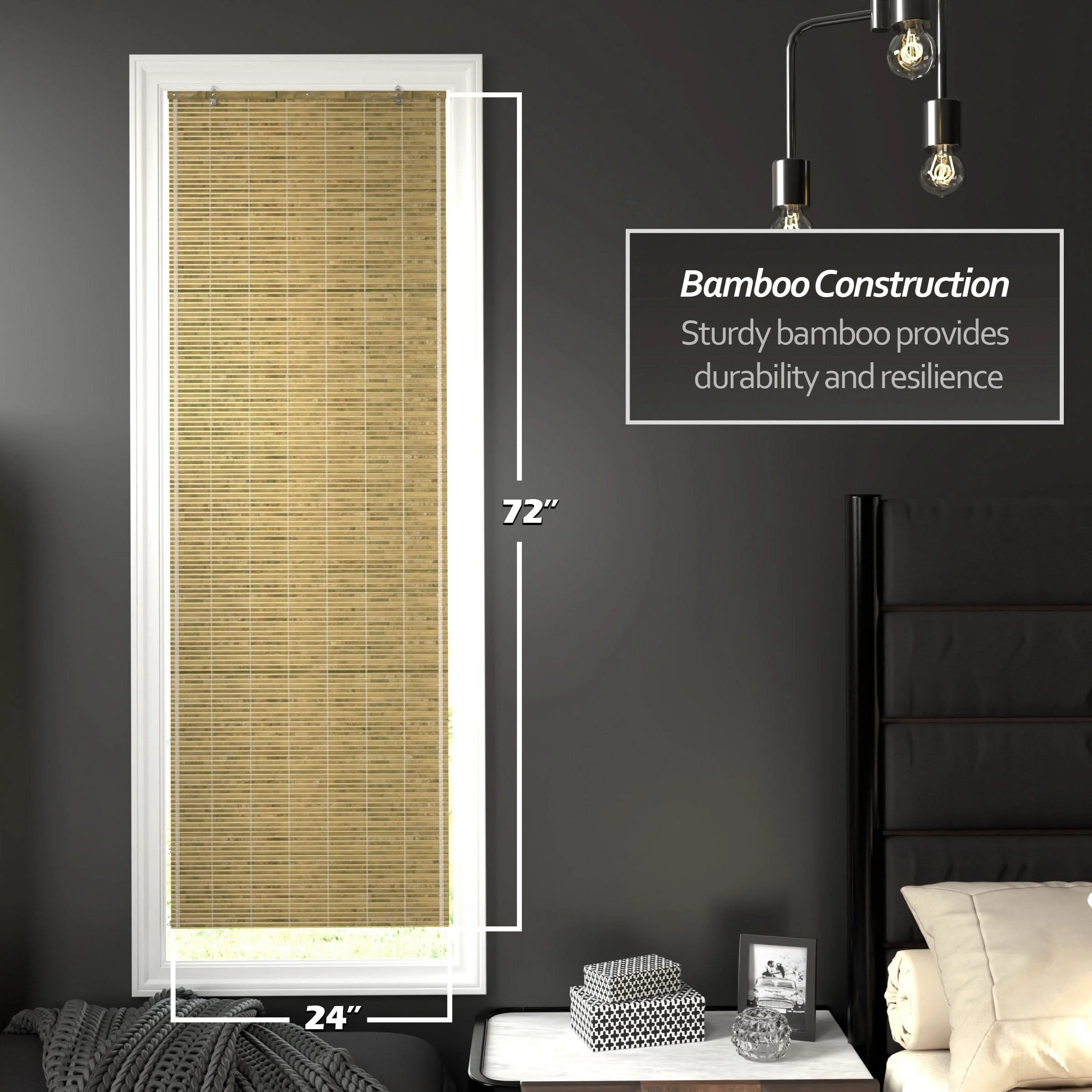 Natural Burnt Bamboo Cordless Window Shade - Image 7