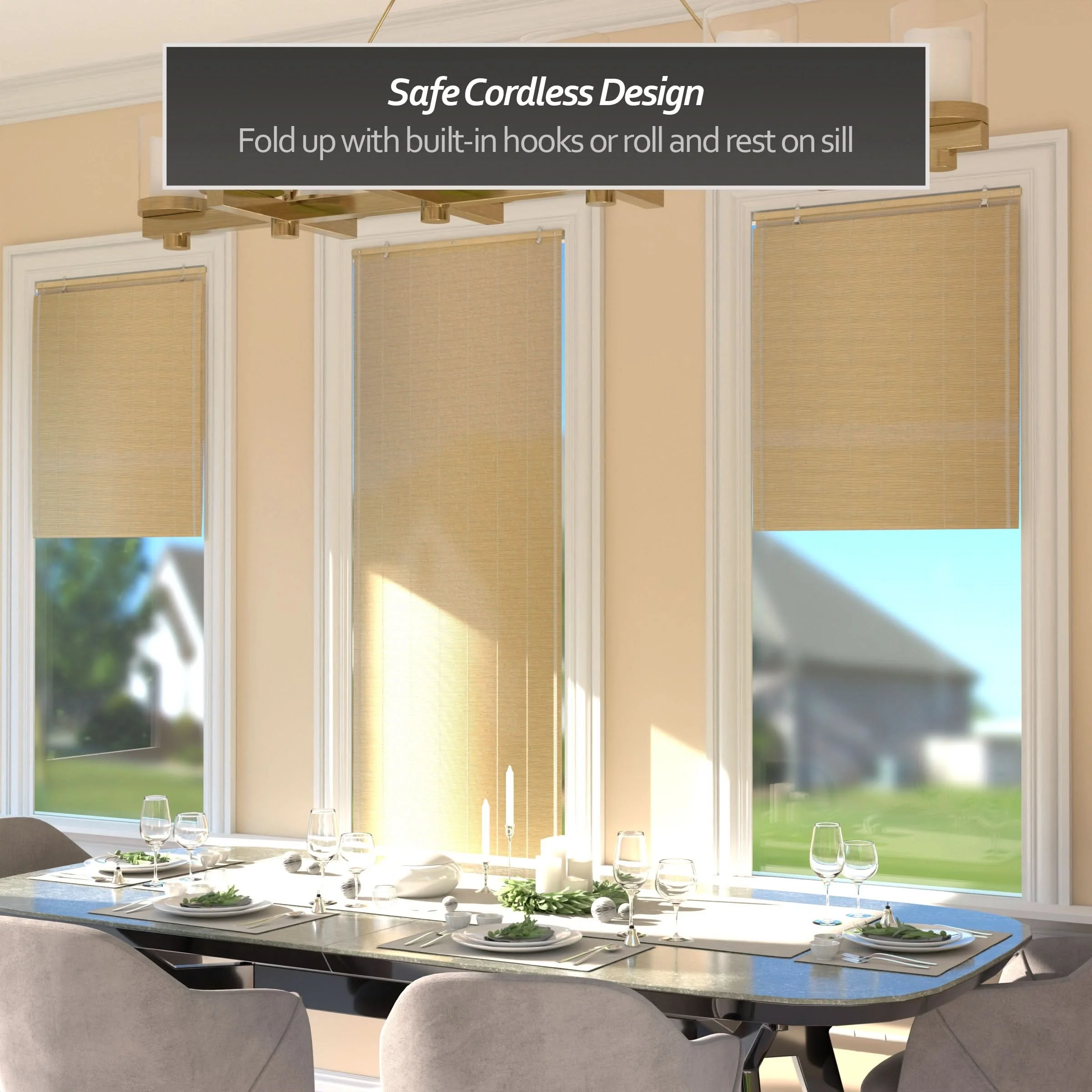 Natural Matchstick Cordless Bamboo Window Shade - Image 6