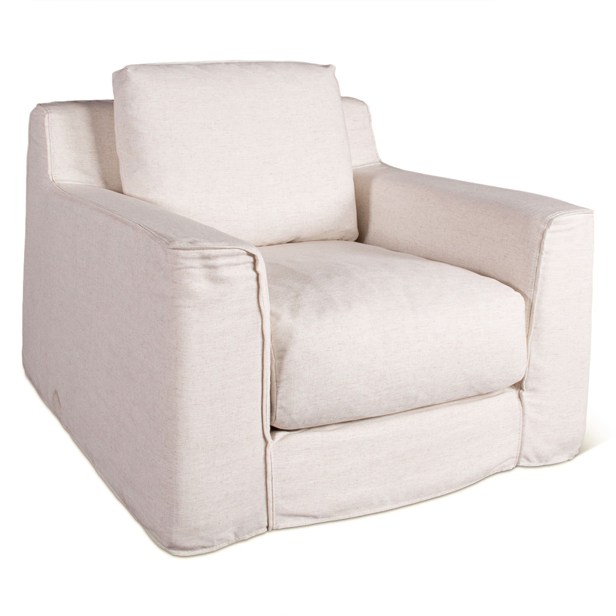 Oliver White Linen Slipcover Armchair