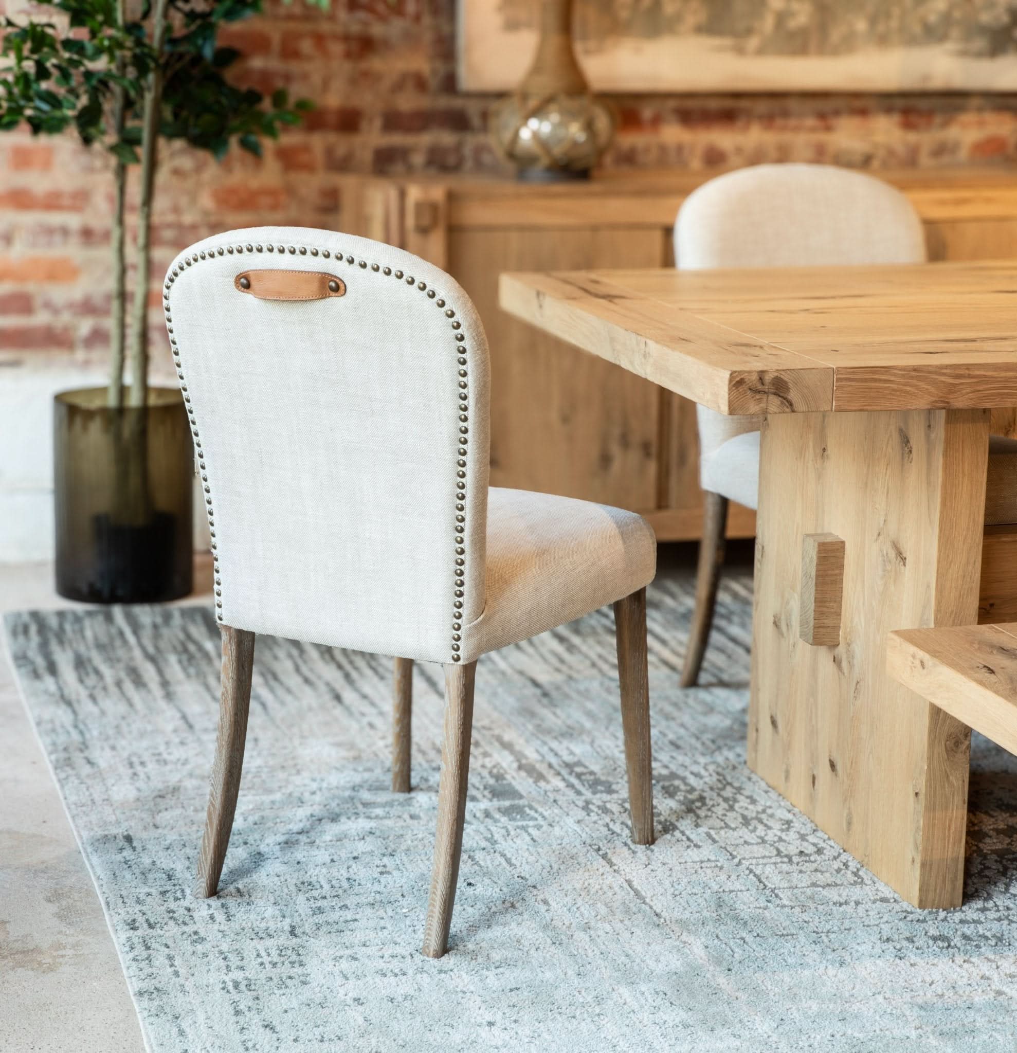 Olivia Casual Beige Linen Dining Chair - Image 4